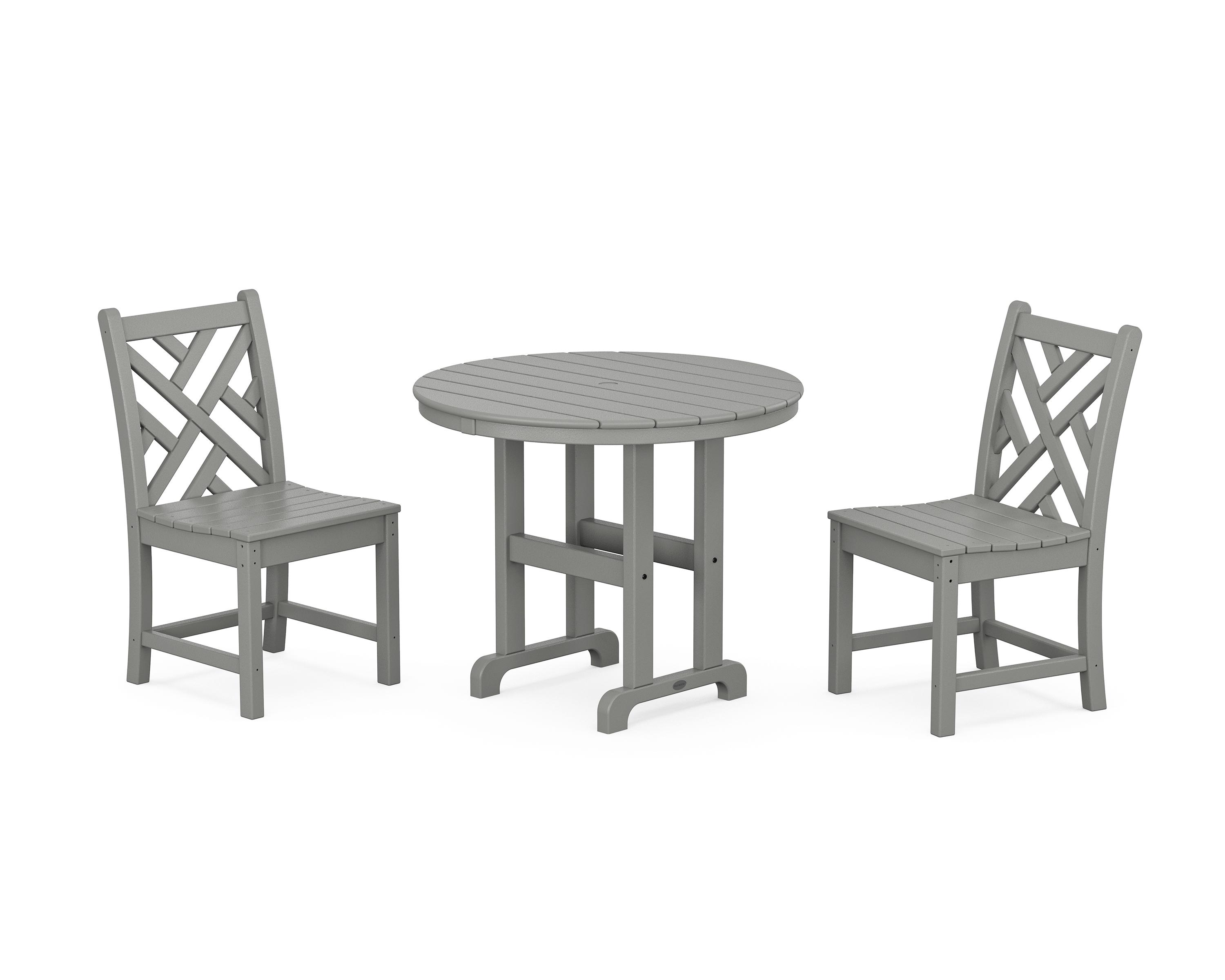 POLYWOOD Chippendale Side Chair 3-Piece Round Dining Set