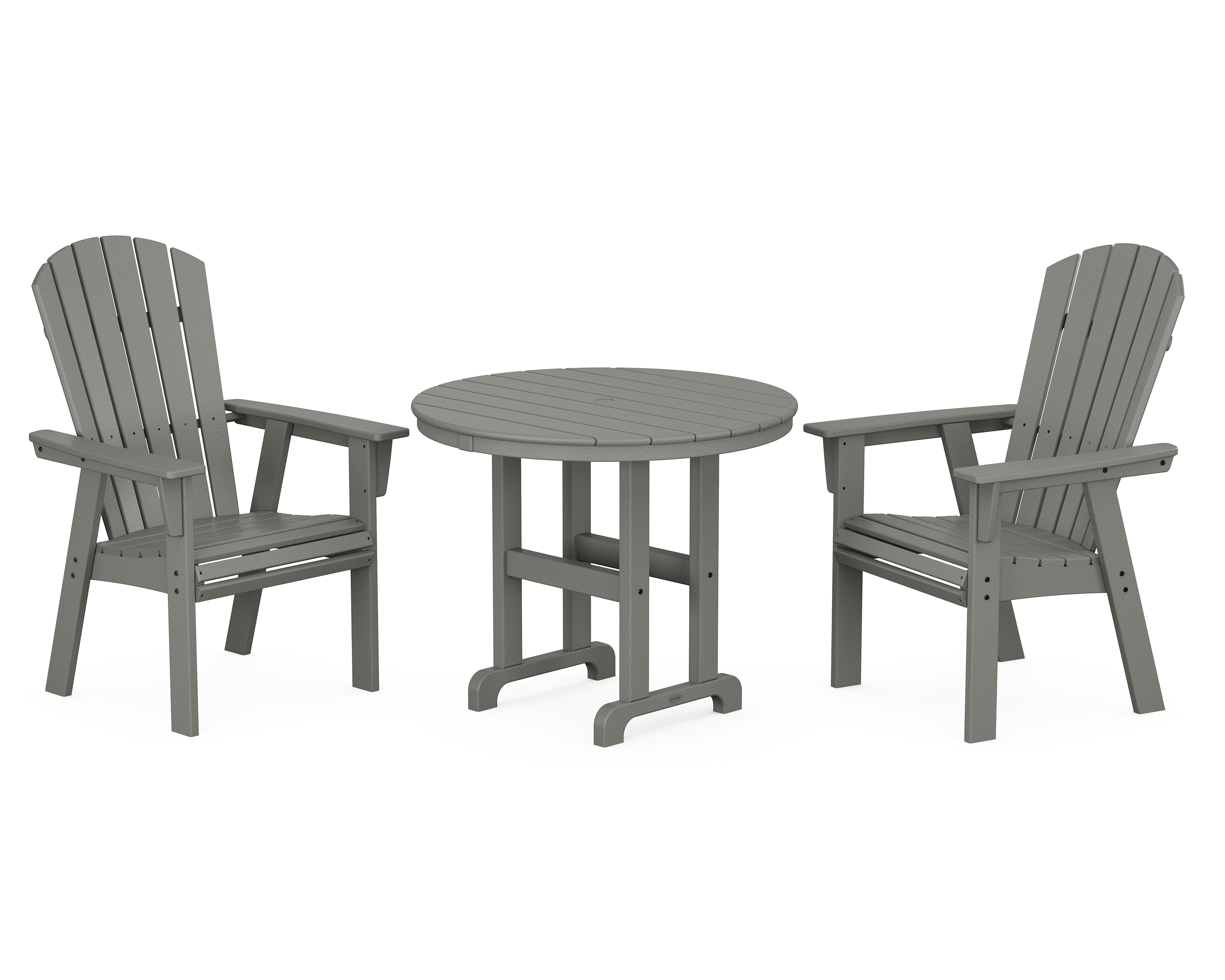 POLYWOOD Nautical Adirondack 3-Piece Round Dining Set