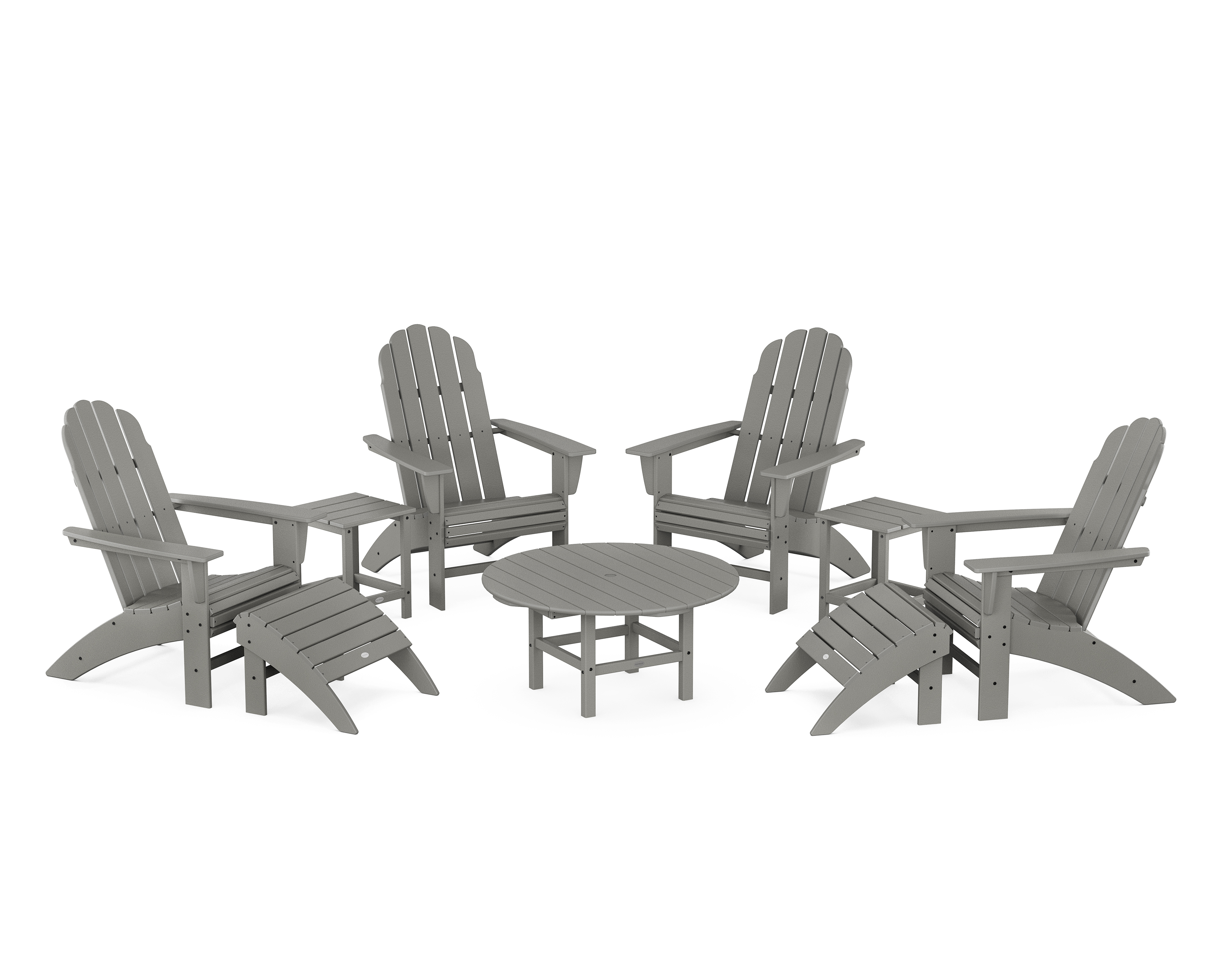 POLYWOOD Vineyard Curveback Adirondack Chair 9-Piece Conversation Set