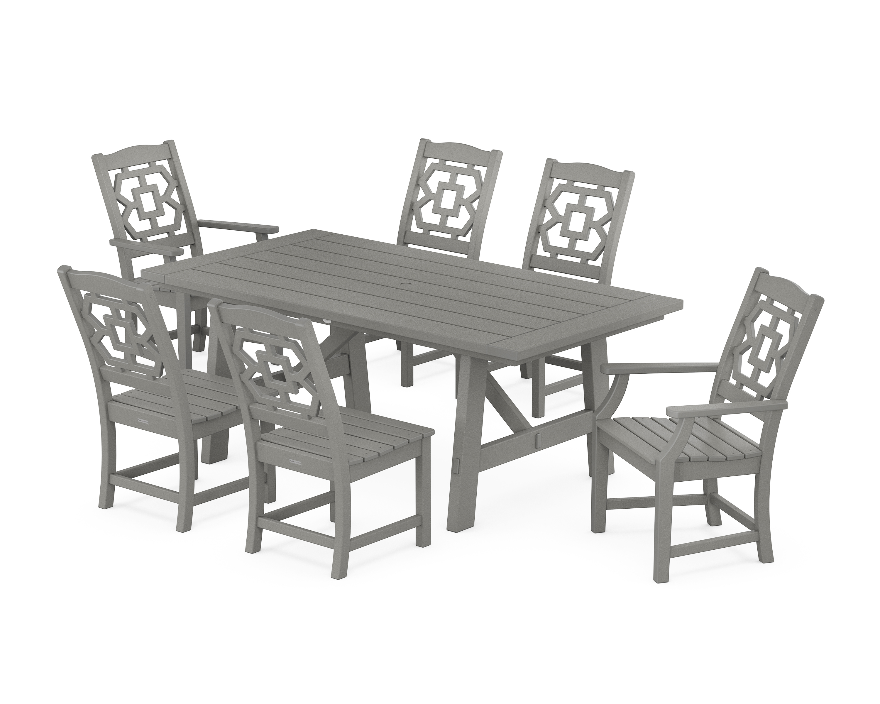 POLYWOOD Chinoiserie 7-Piece Rustic Farmhouse Dining Set