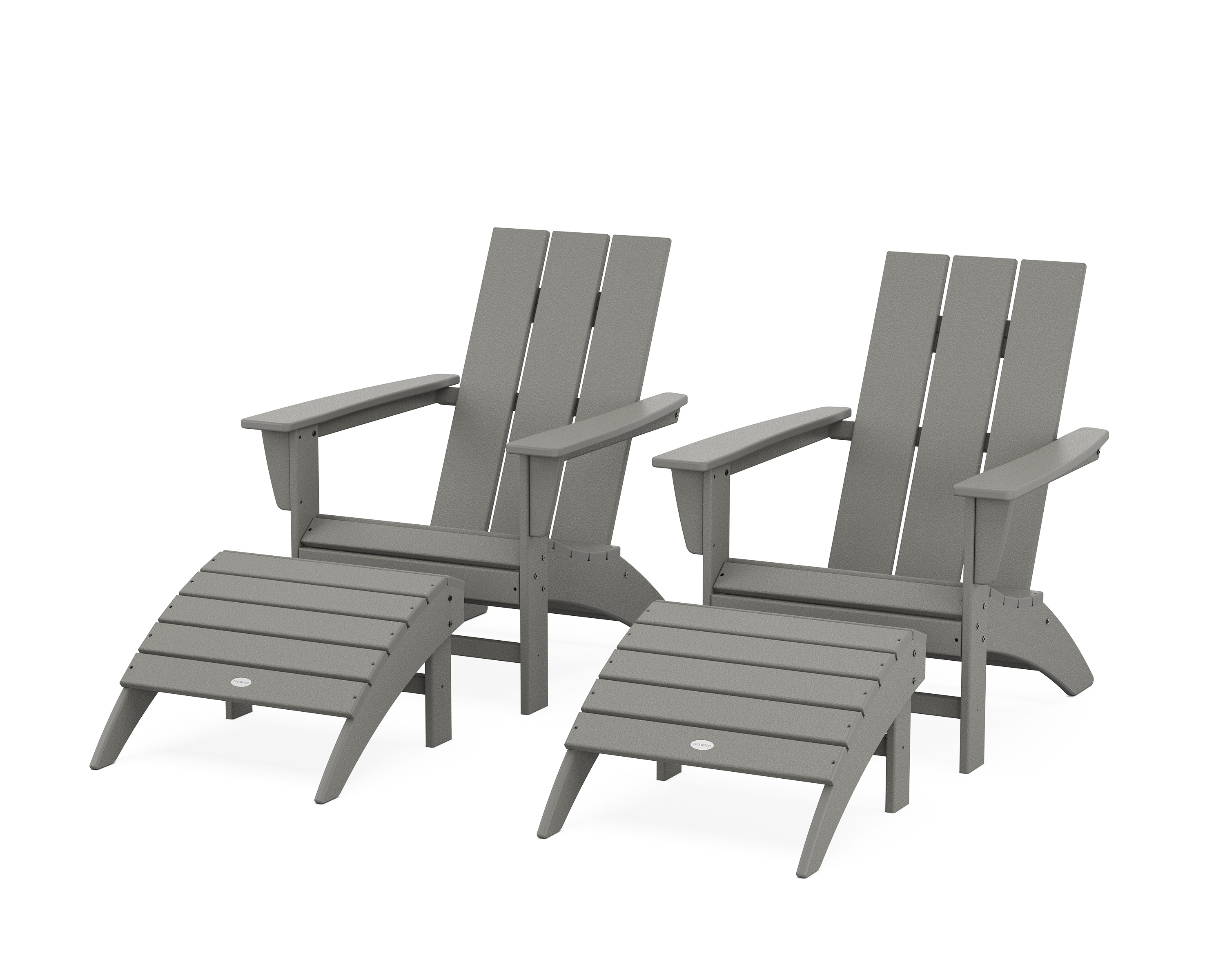 POLYWOOD Modern Adirondack Chair 4-Piece Set with Ottomans