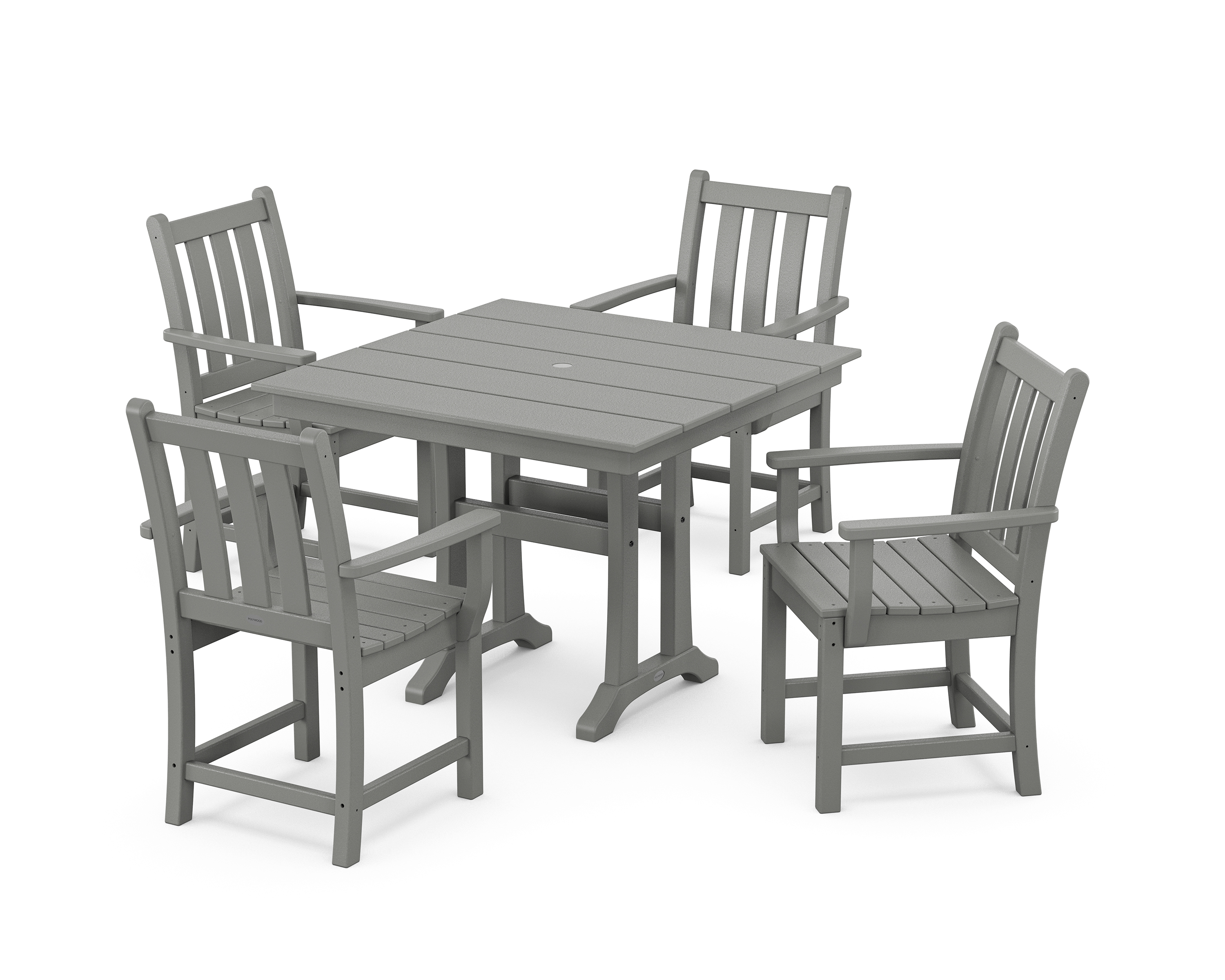 POLYWOOD Traditional Garden 5-Piece Farmhouse Dining Set With Trestle Legs
