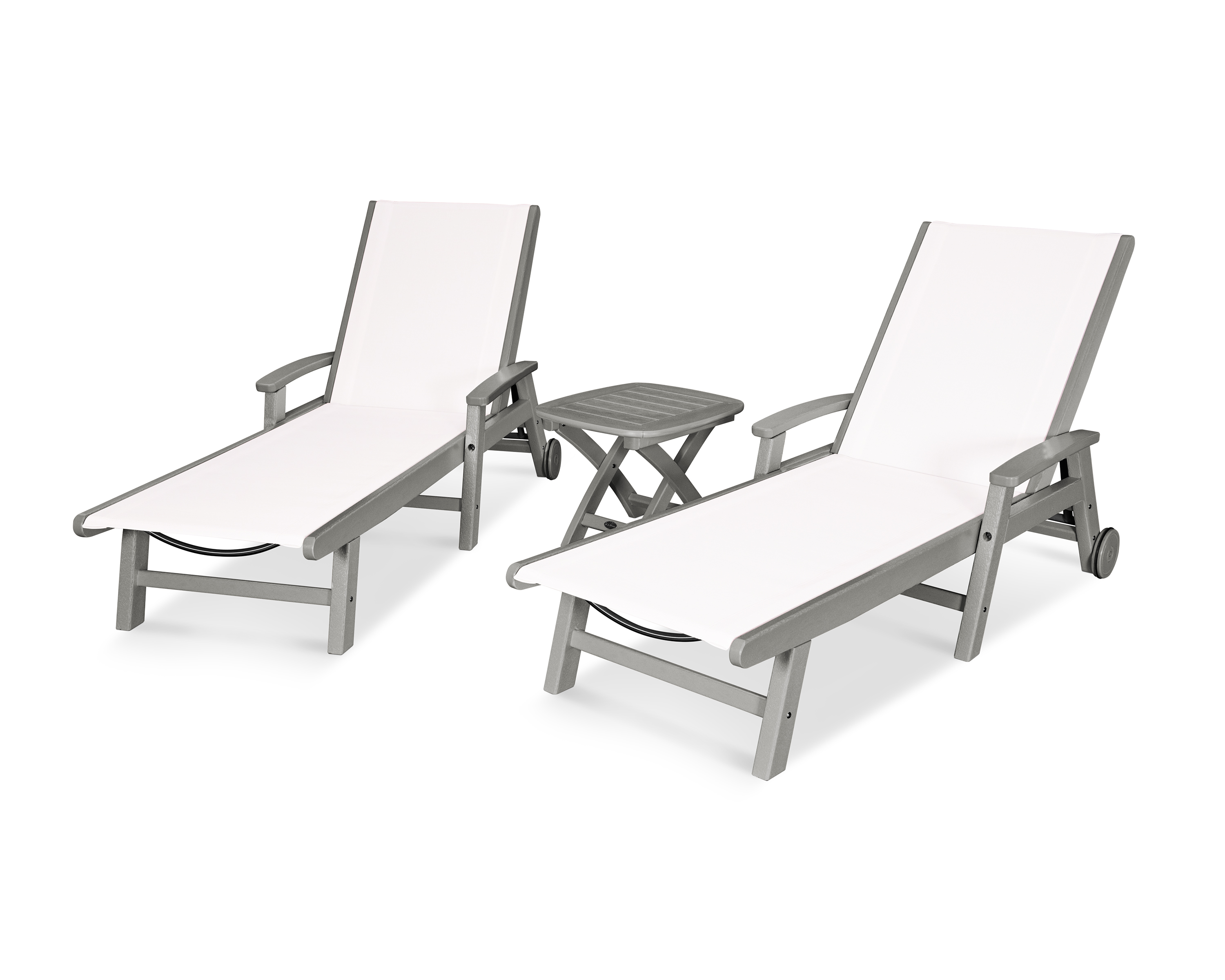 POLYWOOD Coastal 3-Piece Wheeled Chaise Set