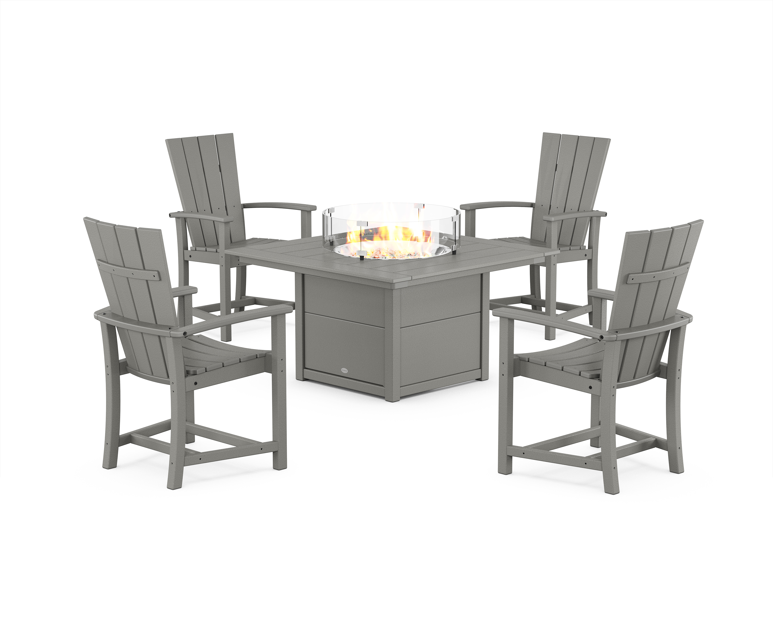 POLYWOOD Quattro 4-Piece Upright Adirondack Conversation Set with Fire Pit Table