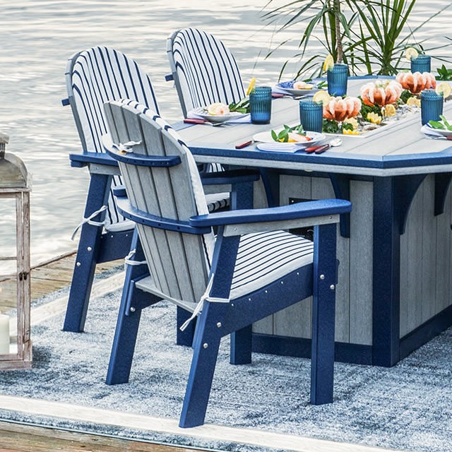 Finch Amish Poly 7 pc Great Bay SummerSide Fire Table Dining Set