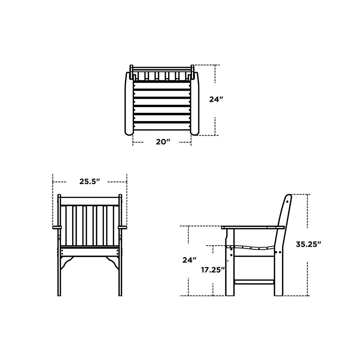 POLYWOOD® Vineyard 3-Piece Garden Chair Set