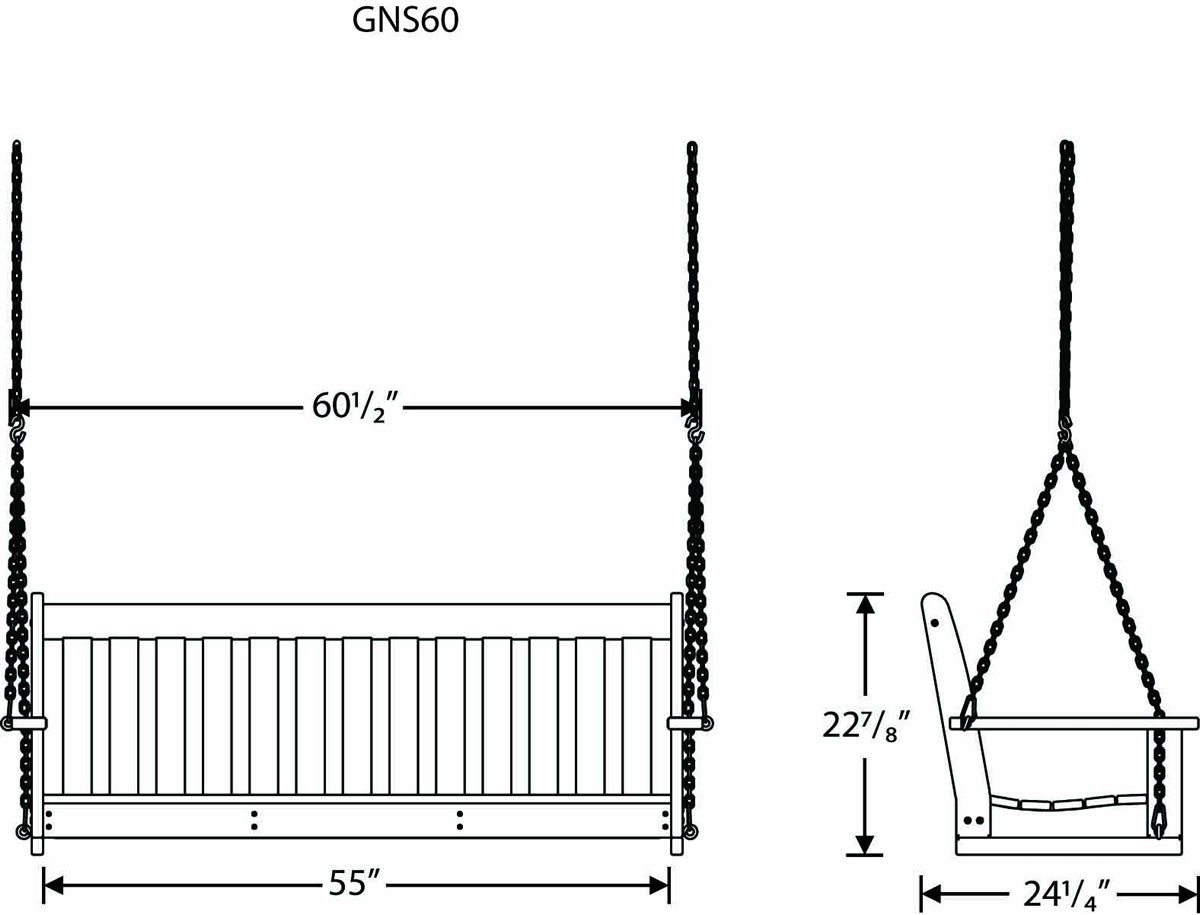 POLYWOOD Vineyard 60 Inch Swing with Chain Kit