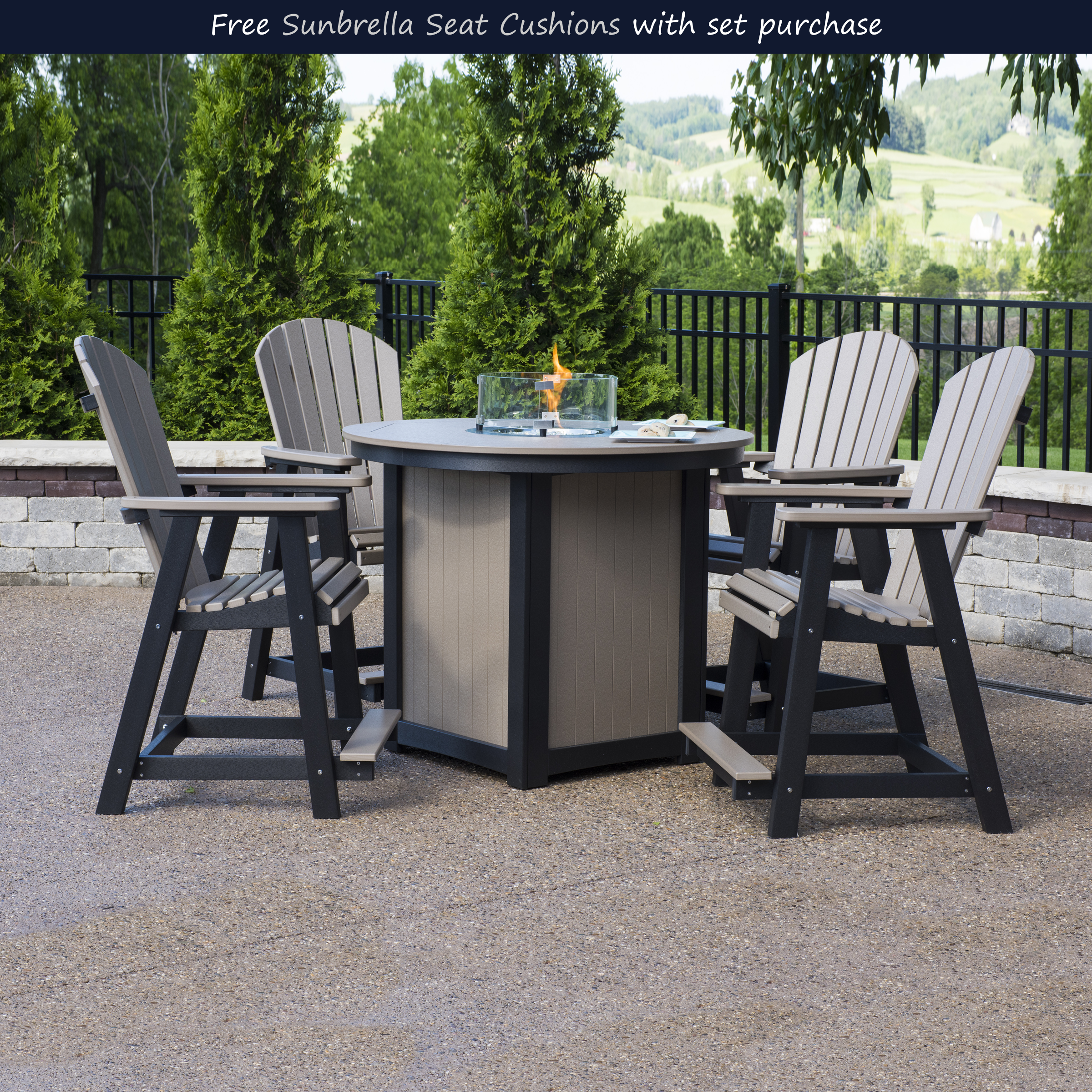 Berlin Gardens Donoma Fire Table Counter Dining Set