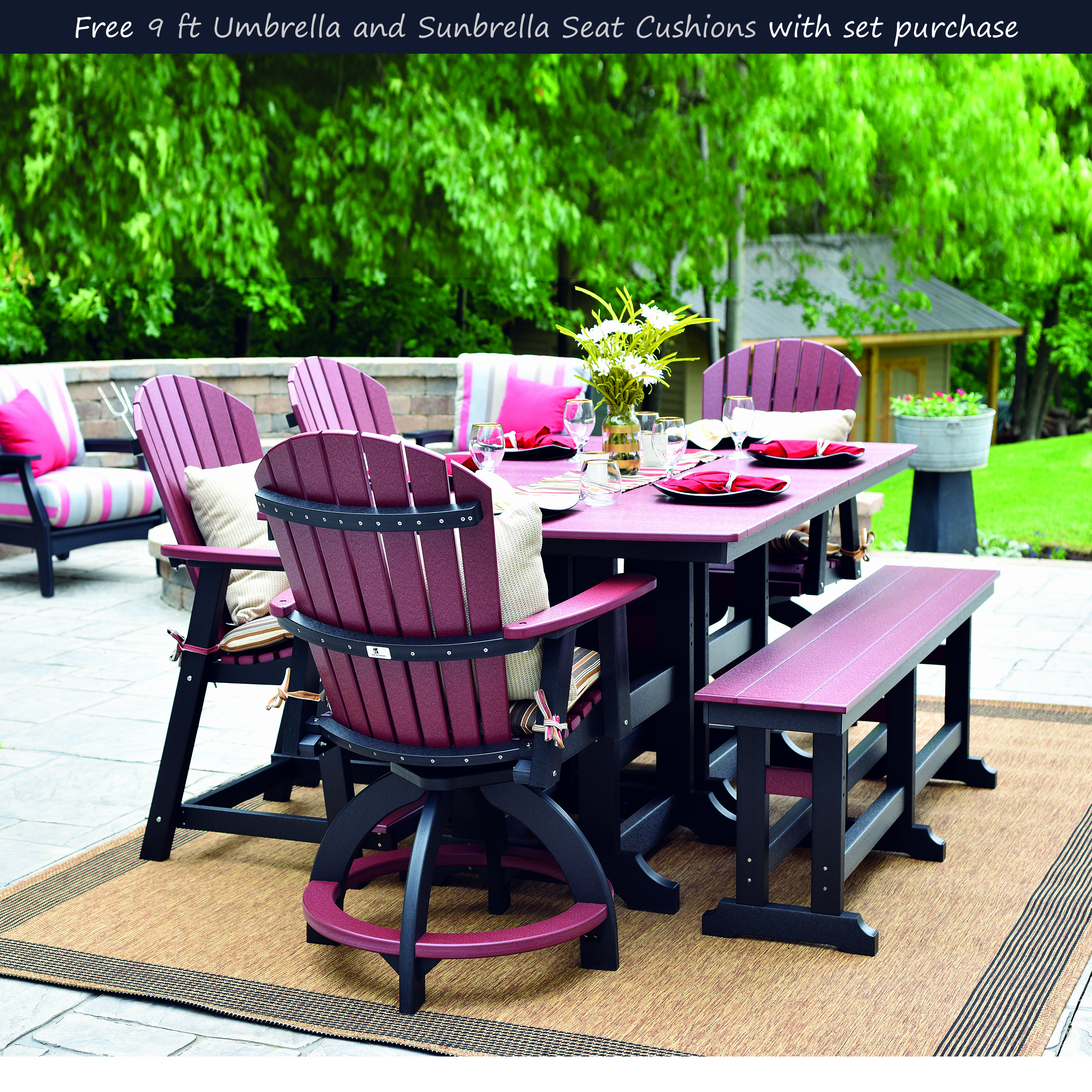 Berlin Gardens Comfo-Back Picnic Counter Set