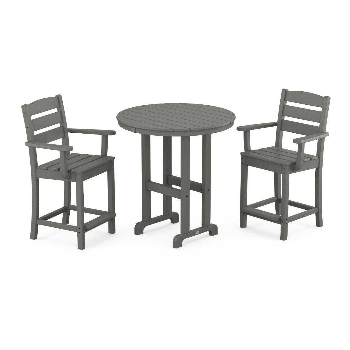 POLYWOOD® Lakeside 3-Piece Round Farmhouse Arm Chair Counter Set