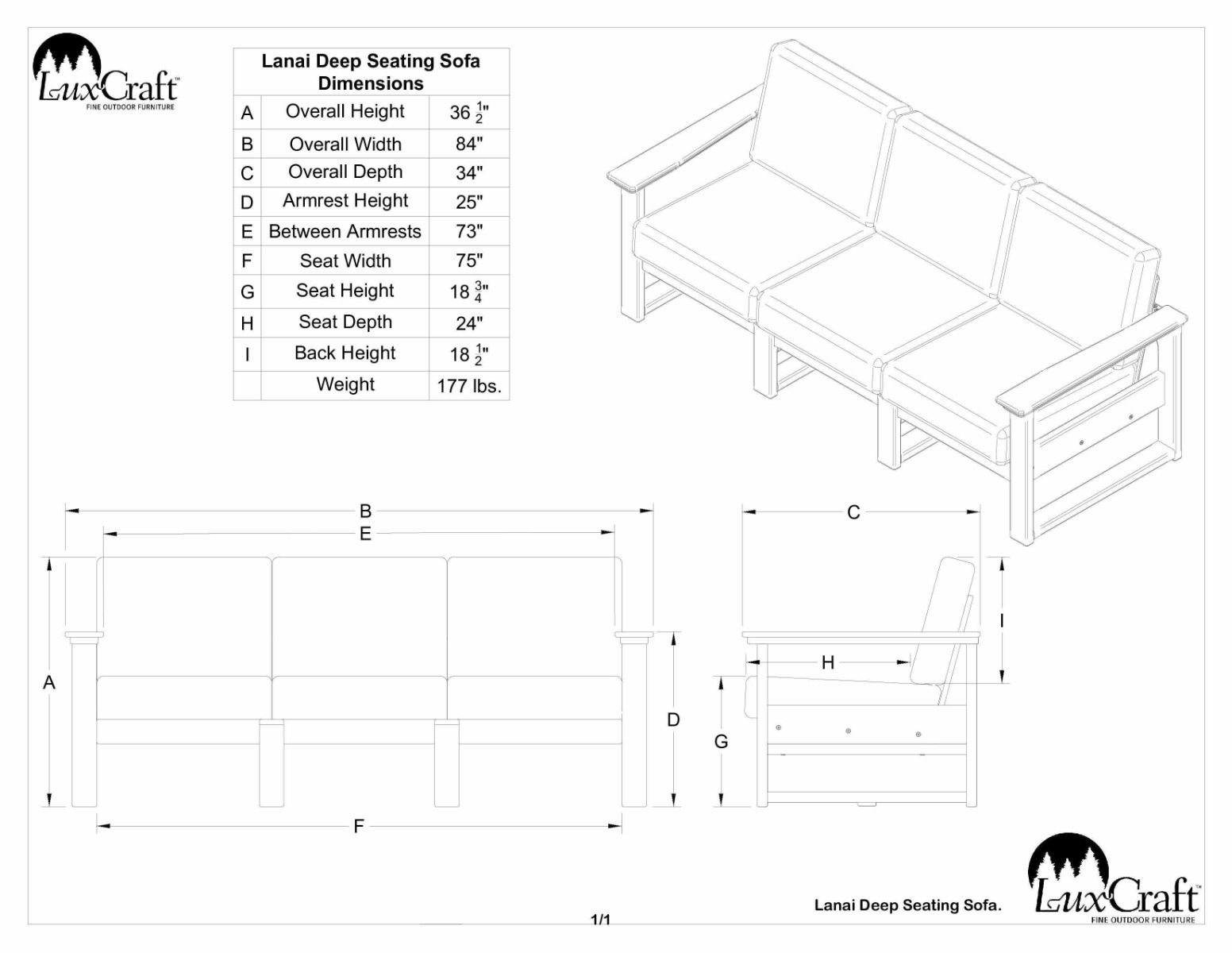Luxcraft Lanai Deep Seating Sofa