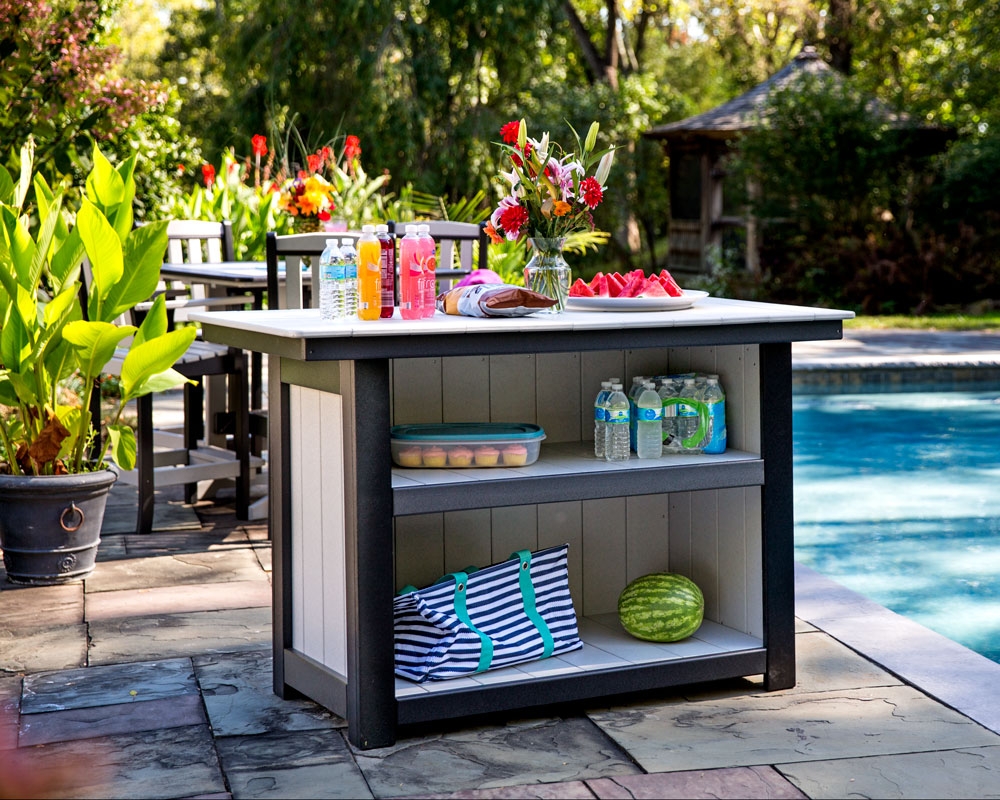 Back shown in black frame with gray slats