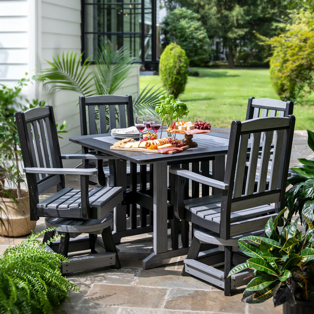 Amish Poly English Garden Swivel 5 pc Dining Set