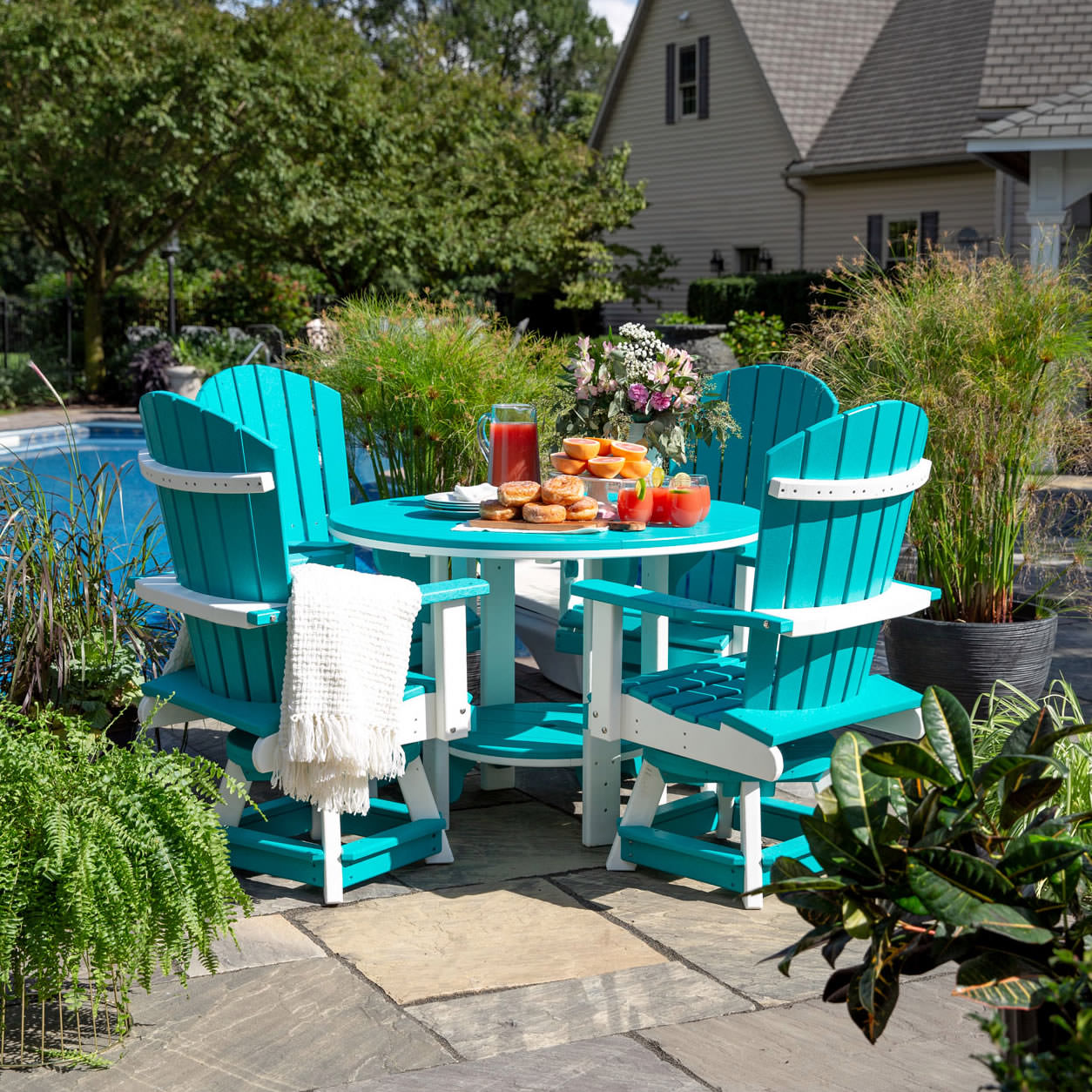 Amish Poly Round Swivel Bistro 5 pc. Dining Set