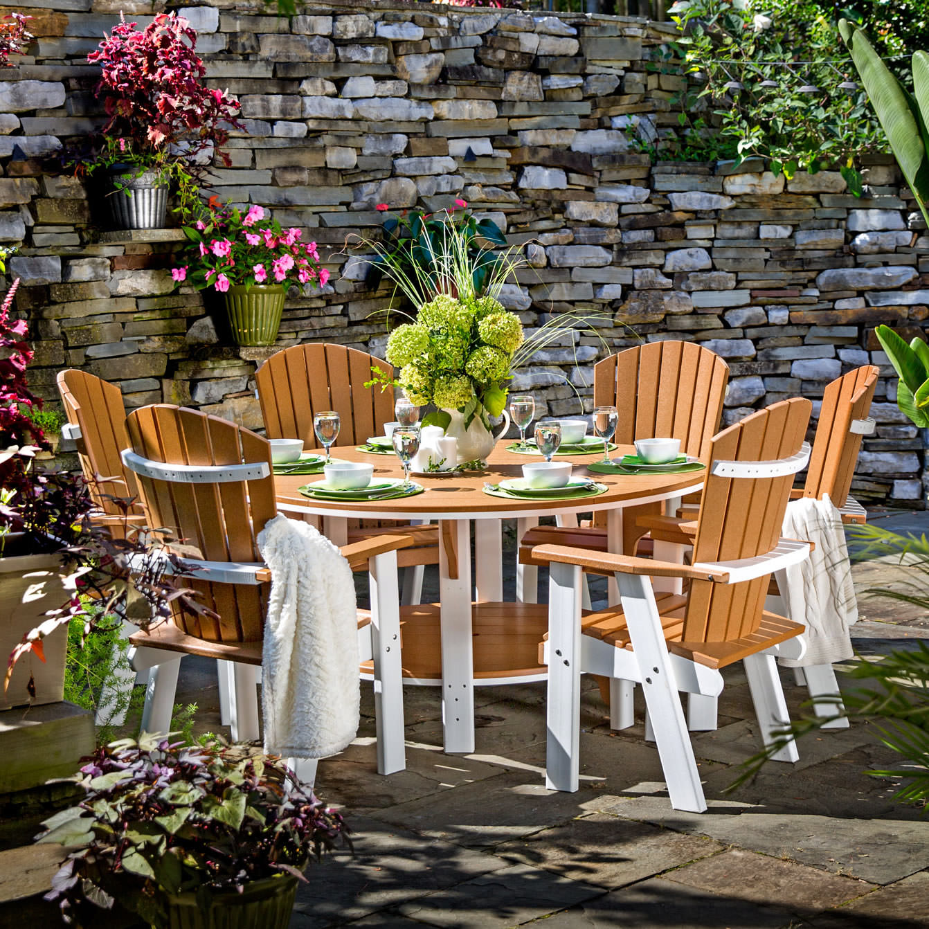 Amish Poly Fan-Back Bistro 7 Pc Dining Set