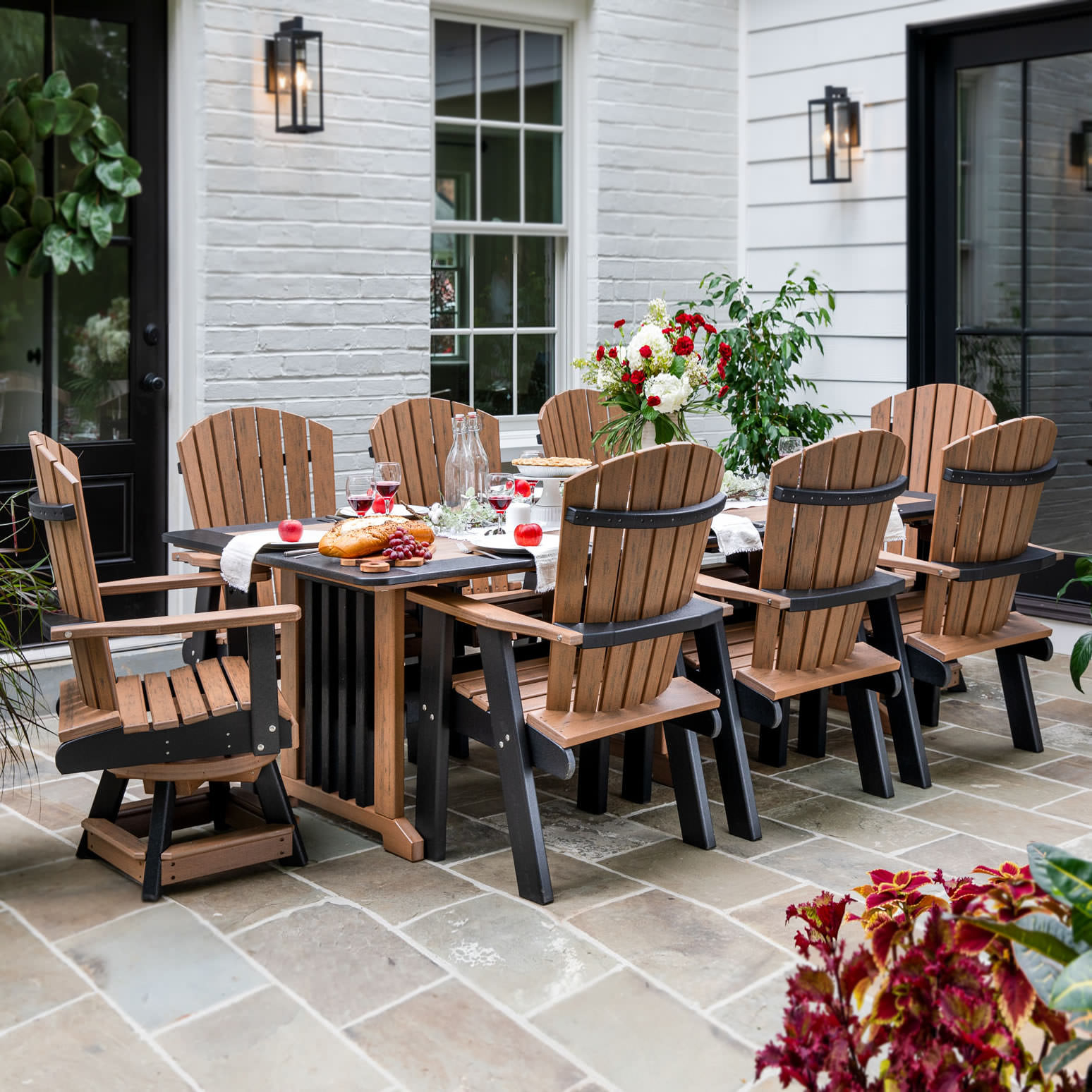 Amish Poly Fan-Back Swivel Dining Chair