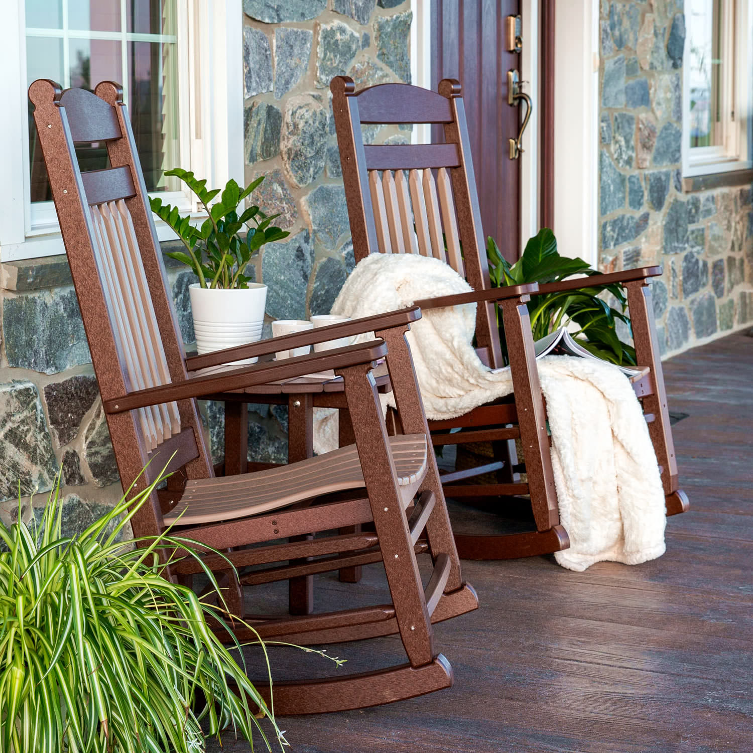 Shown in Weatherwood Slats with Brown frame