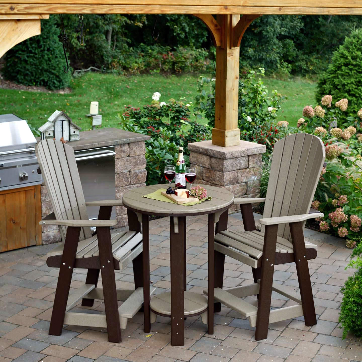 Amish Poly Pub Table and 2 Balcony Pub Chairs Set