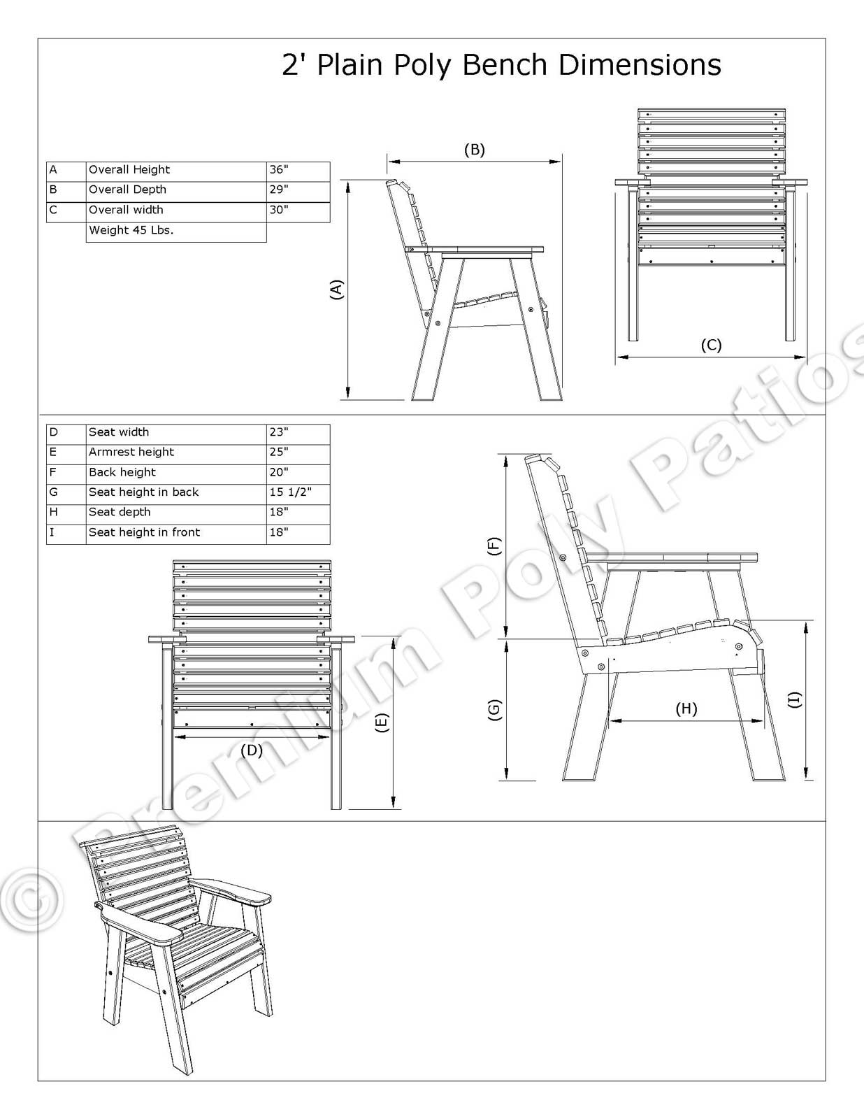Luxcraft Plain 2 ft Bench
