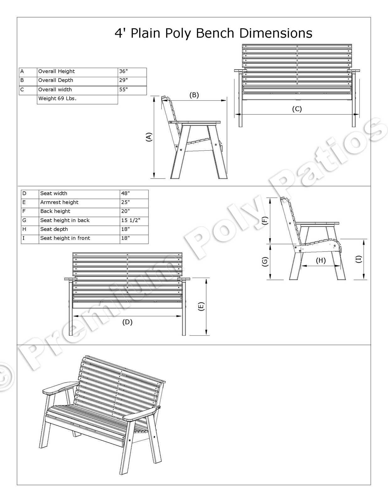 Luxcraft Plain 4 ft Bench