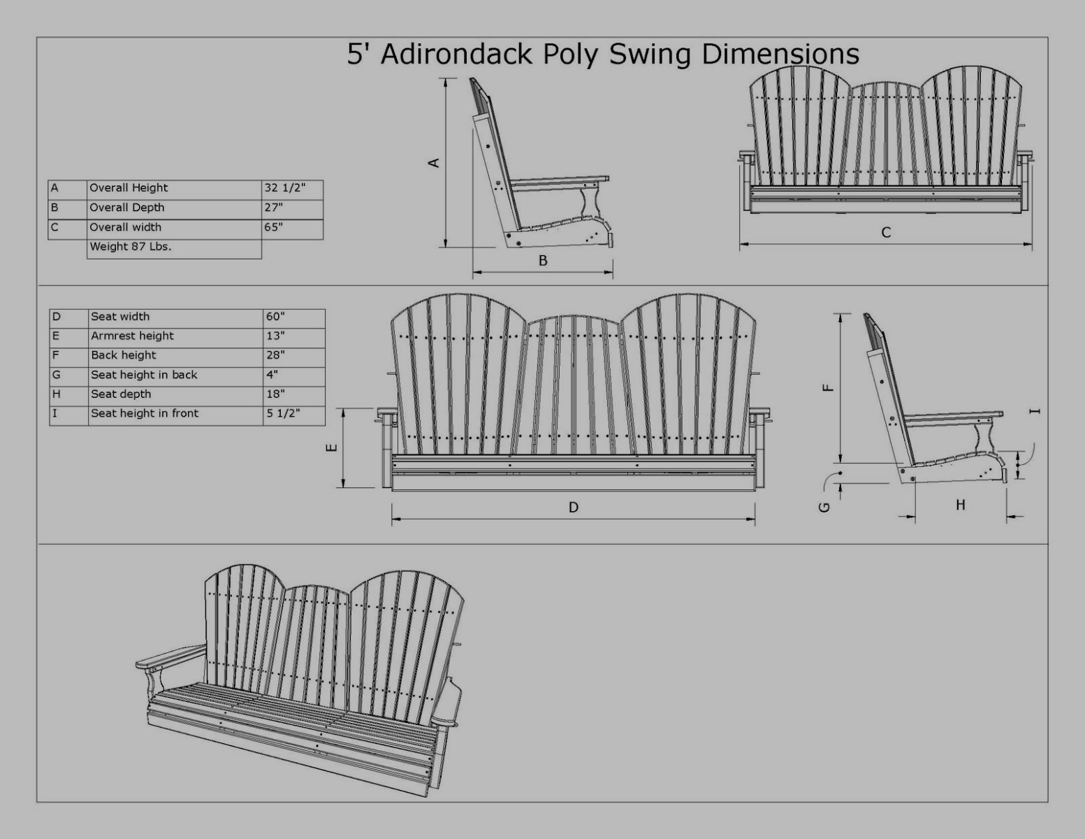 Luxcraft Adirondack 5 ft Swing Set