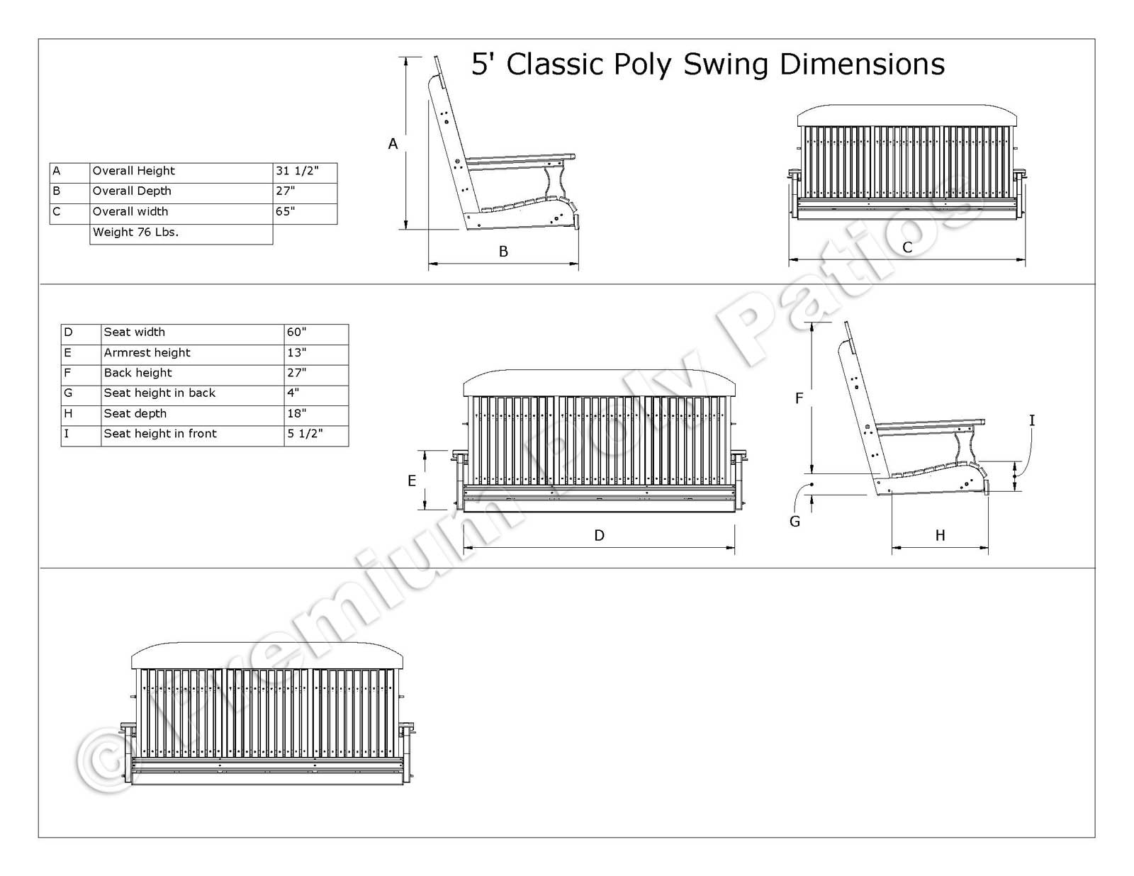 Luxcraft Plain 4 ft Swing Set
