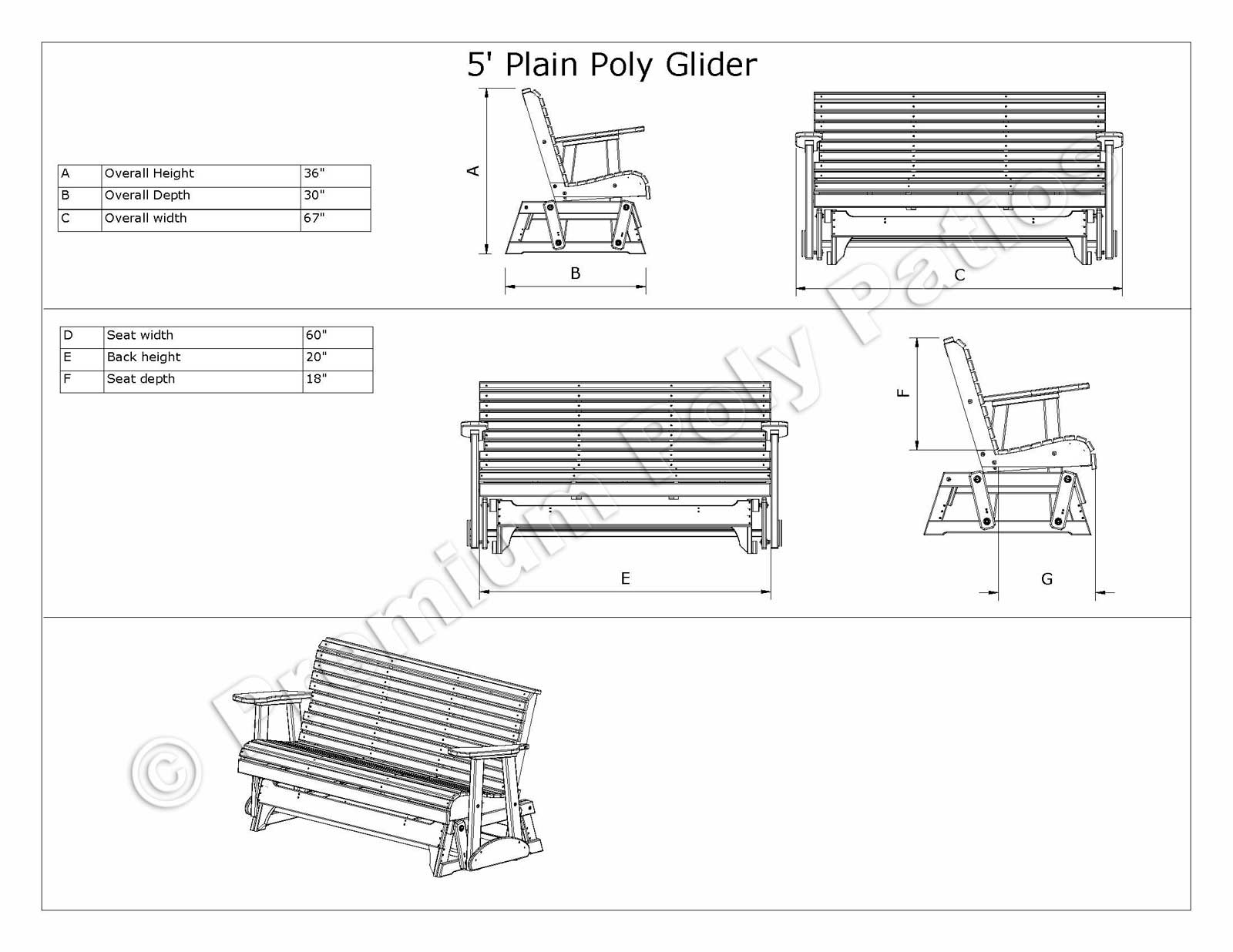 Luxcraft/Crestville Plain 5 ft Glider shown in antique mahogany