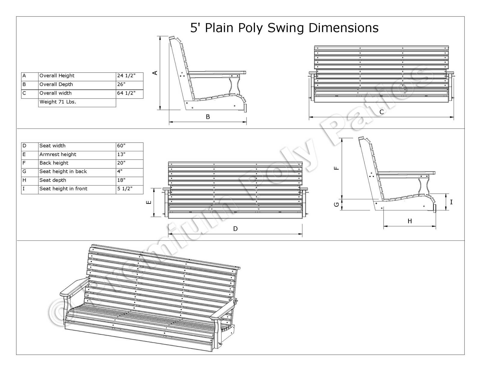 Luxcraft Plain 5 ft Swing