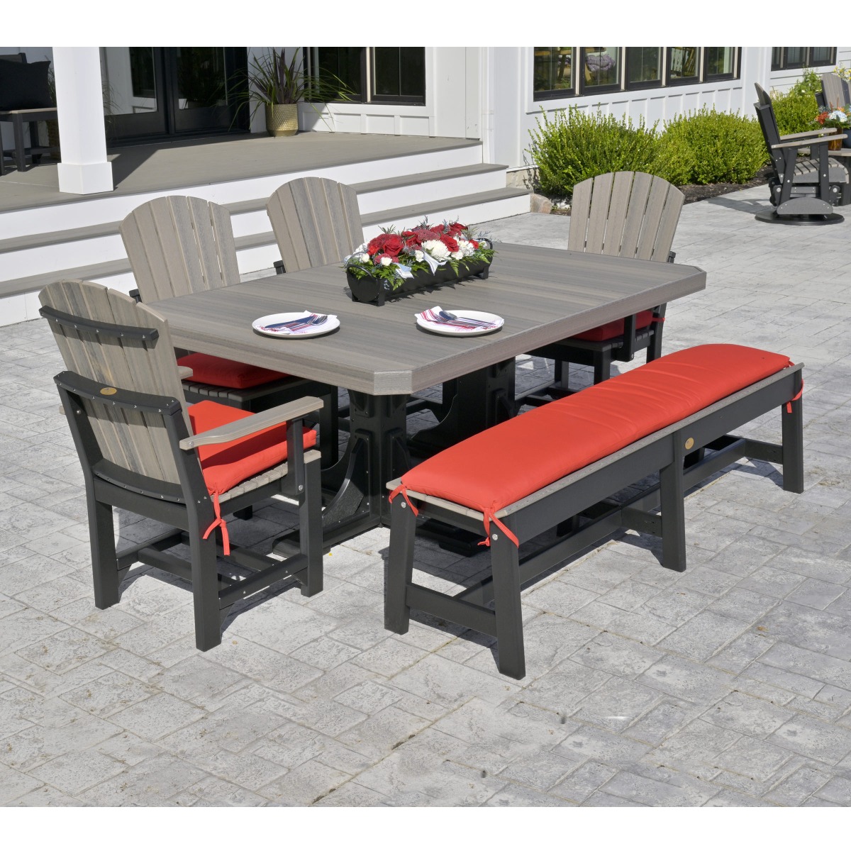 Shown in coastal gray on black.  Cushions sold separately