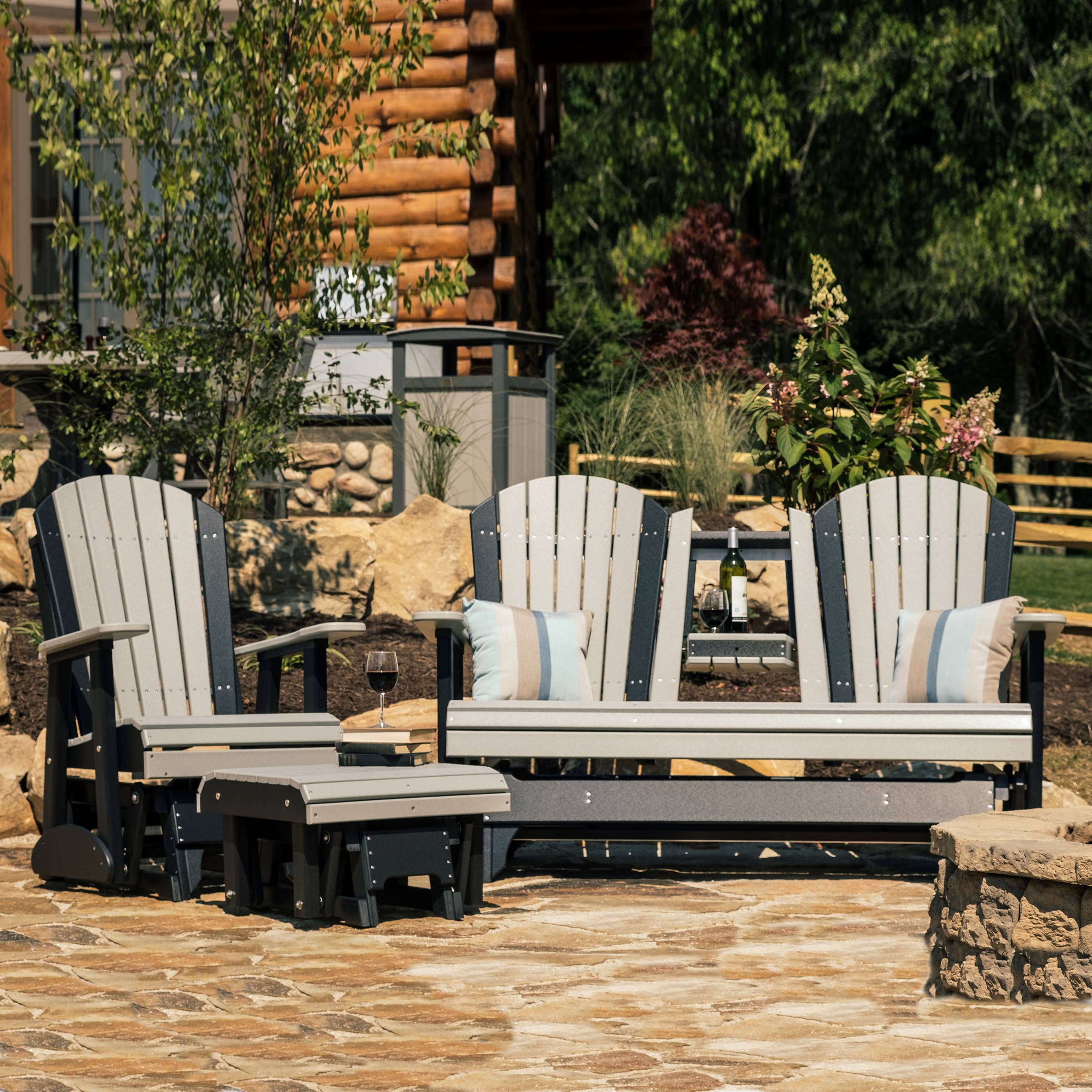 Luxcraft Adirondack 3 pc Glider Seating Set