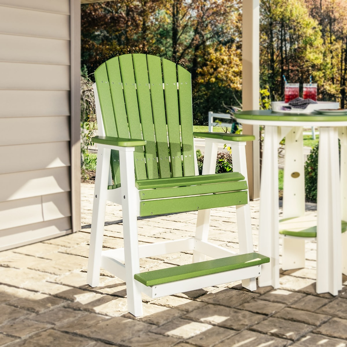 Luxcraft® Adirondack Balcony Chair shown in lime on white