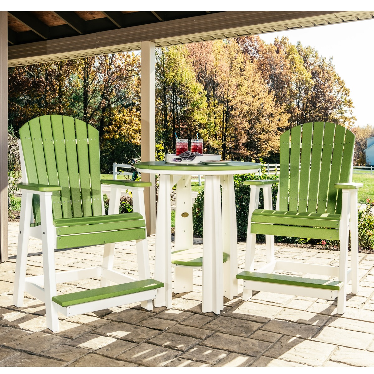 Luxcraft® Adirondack Balcony Chair shown lime on white and featured in a set. Pieces sold separately. 