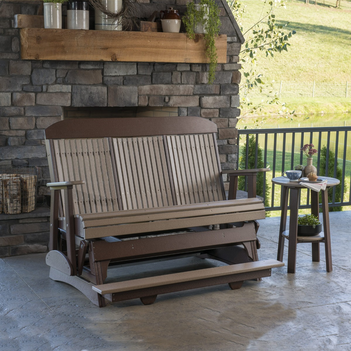 Shown in weatherwood on chestnut brownTable sold separately