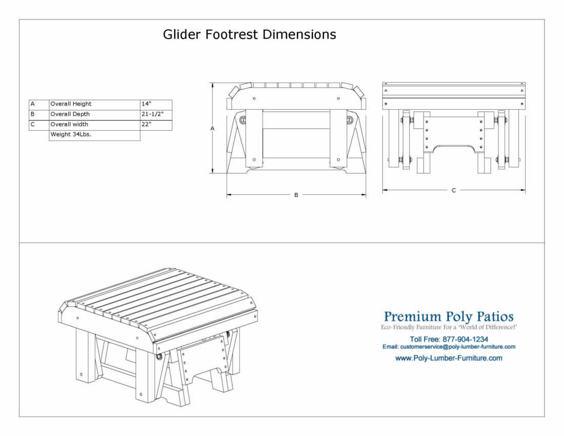 Luxcraft Poly Glider Footrest