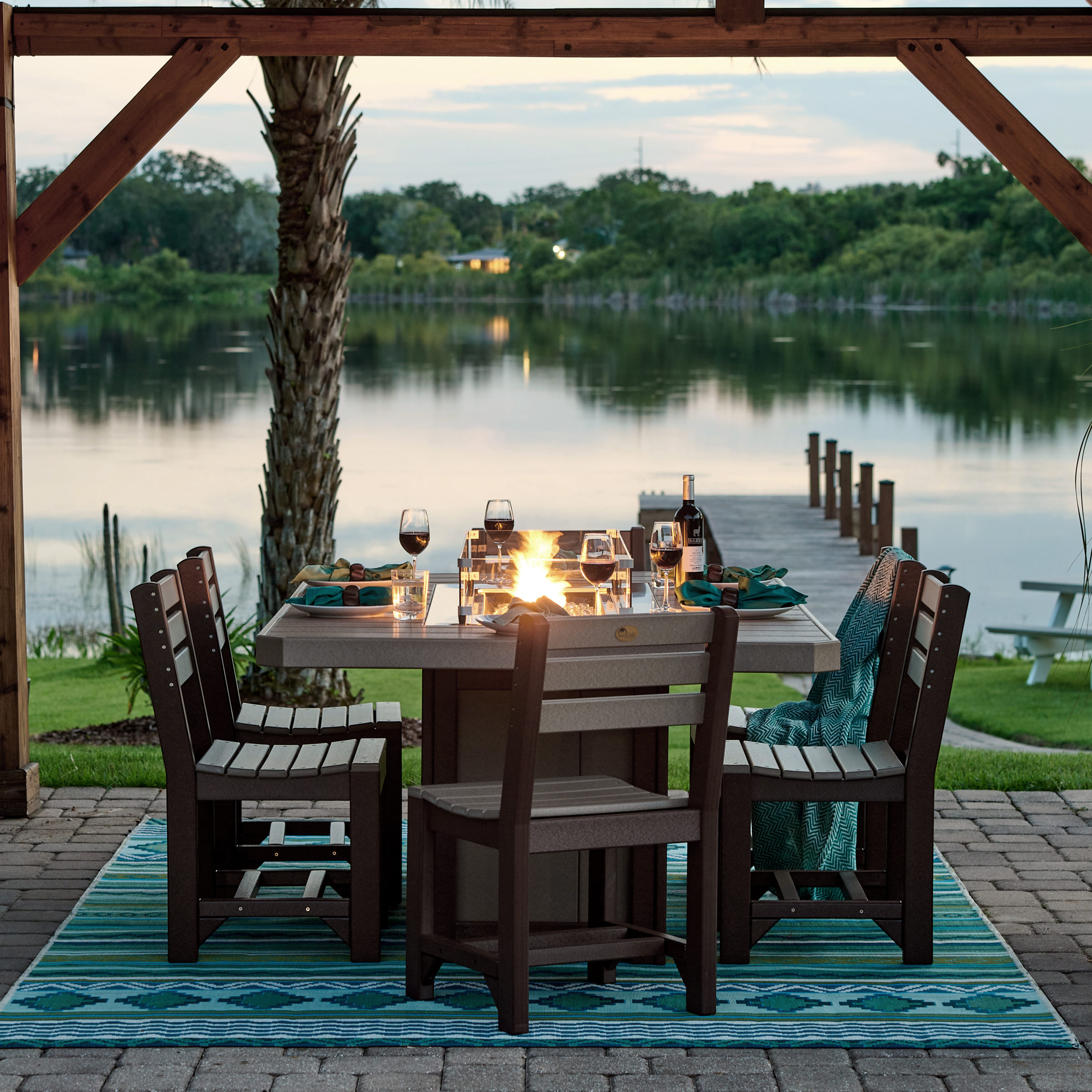 Luxcraft Lumin Fire Table 7pc Dining Set