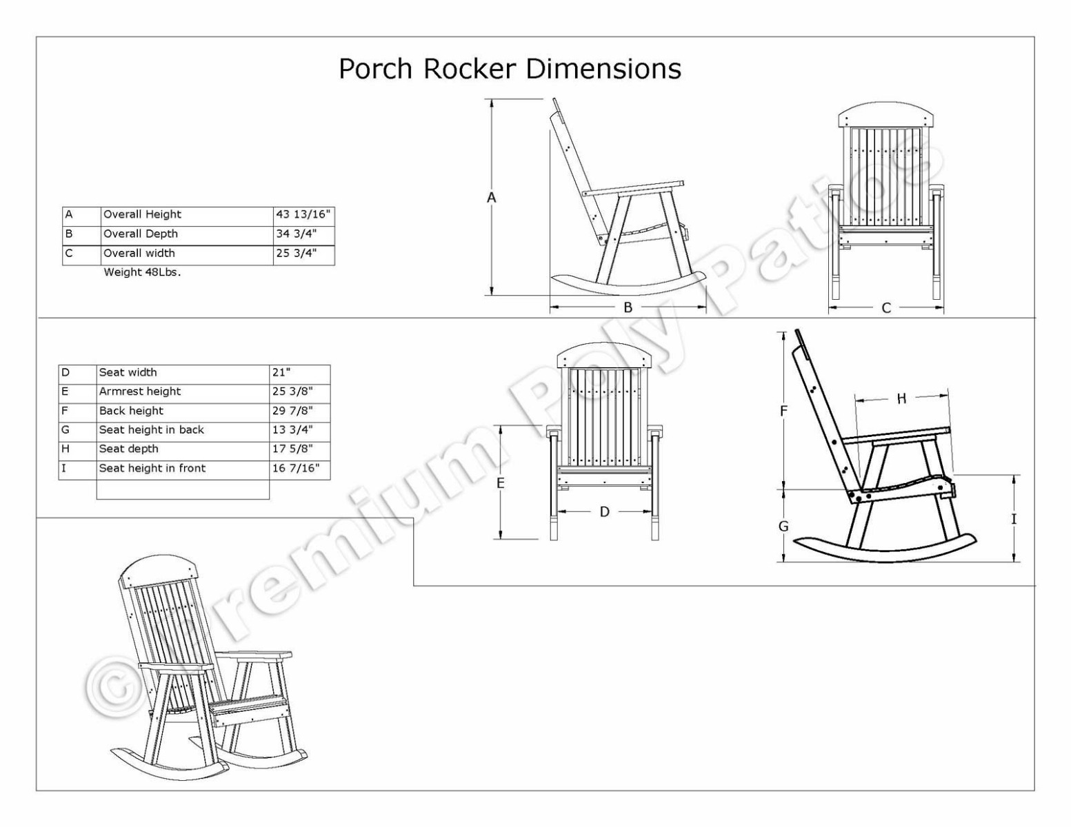 Luxcraft Porch Rocker 3 pc Seating Set