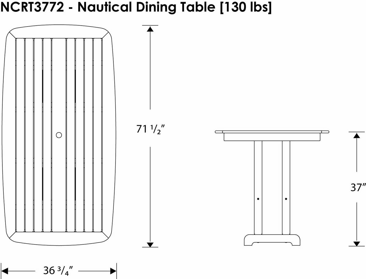 POLYWOOD Nautical 37x72 Counter Dining Set