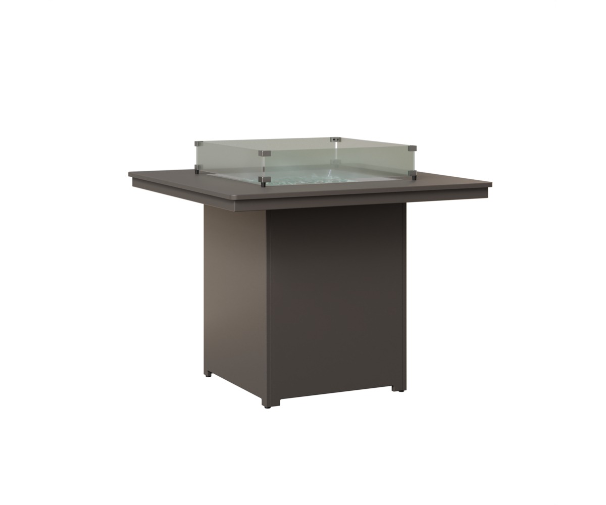 Berlin Gardens Numa Hammered Finish 47 in Square Counter Fire Table-Hammered Bronze on Berry