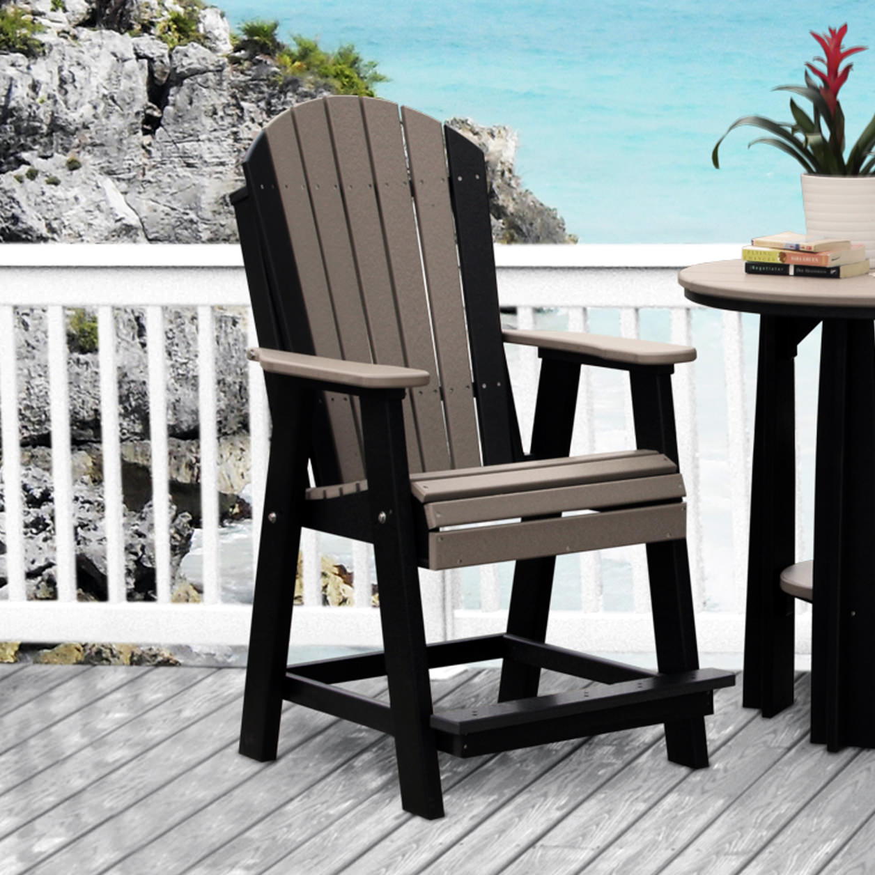 Luxcraft® Balcony Chair shown in weatherwood on black