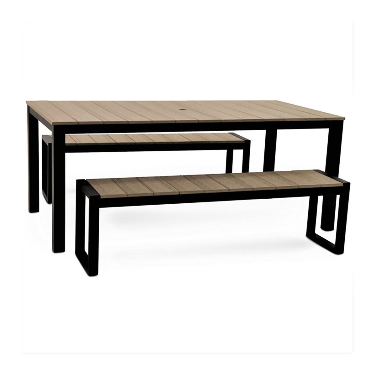 Durogreen Park City Modern Outdoor 72 Rectangular 3 Piece Bench Dining Set