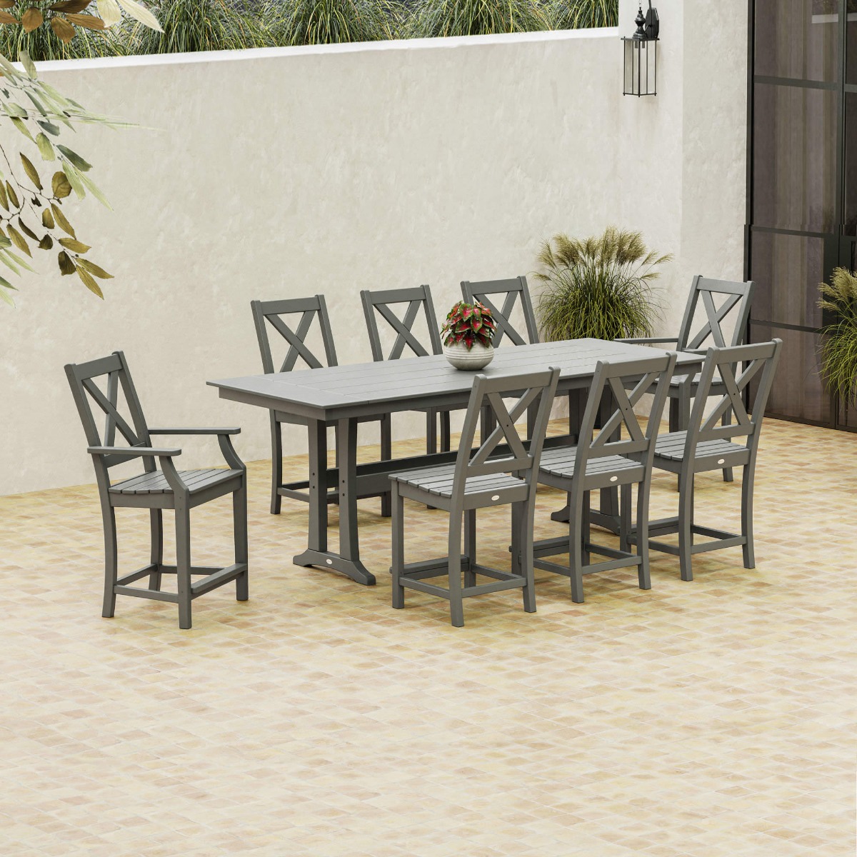 POLYWOOD Farmhouse Trestle 38 x 96 in Counter Table