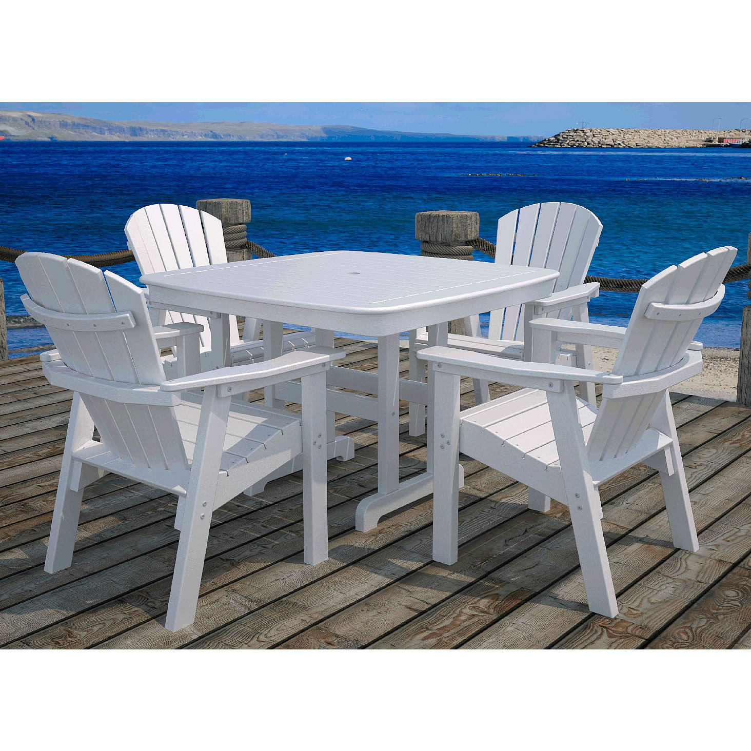 POLYWOOD® 4 Seat Seashell Dining Set