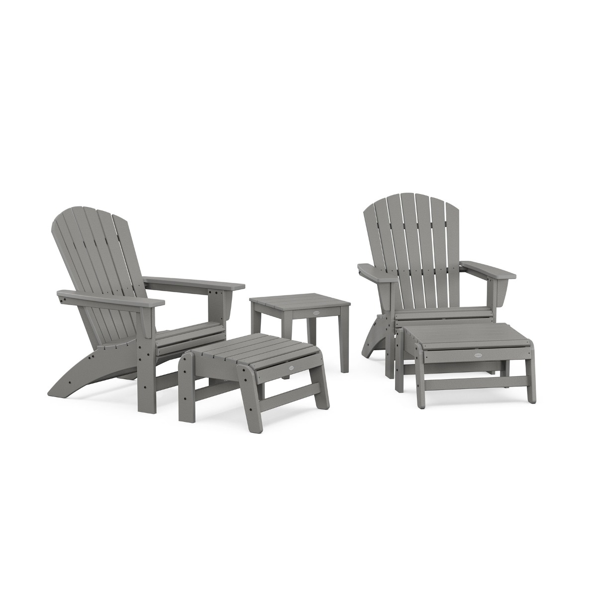 POLYWOOD 5 pc Nautical Grand Adirondack Set with Ottomans