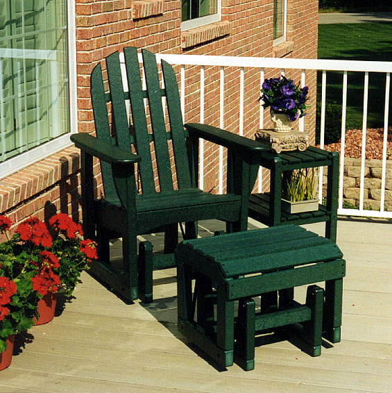 POLYWOOD Adirondack Glider Chair & Ottoman Outdoor Seating Set