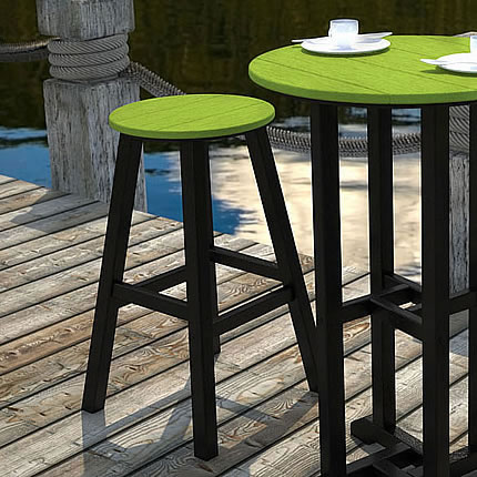 POLYWOOD Contempo 30 In Round Bar Stool (Sold in Pairs)