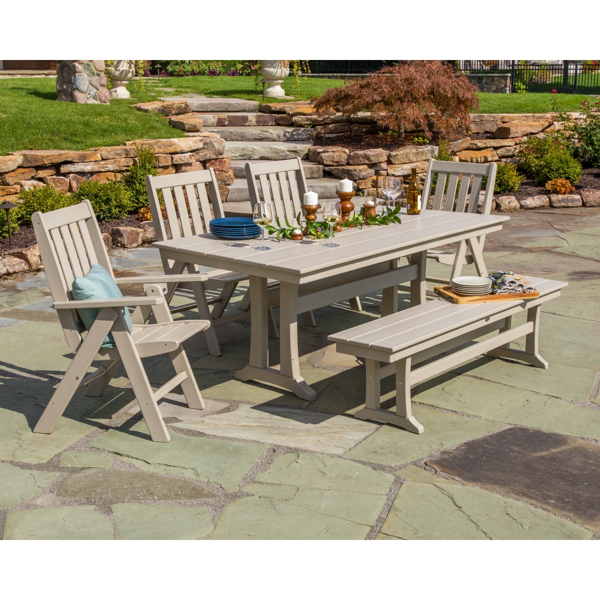 POLYWOOD Farmhouse Trestle 65 in Bench