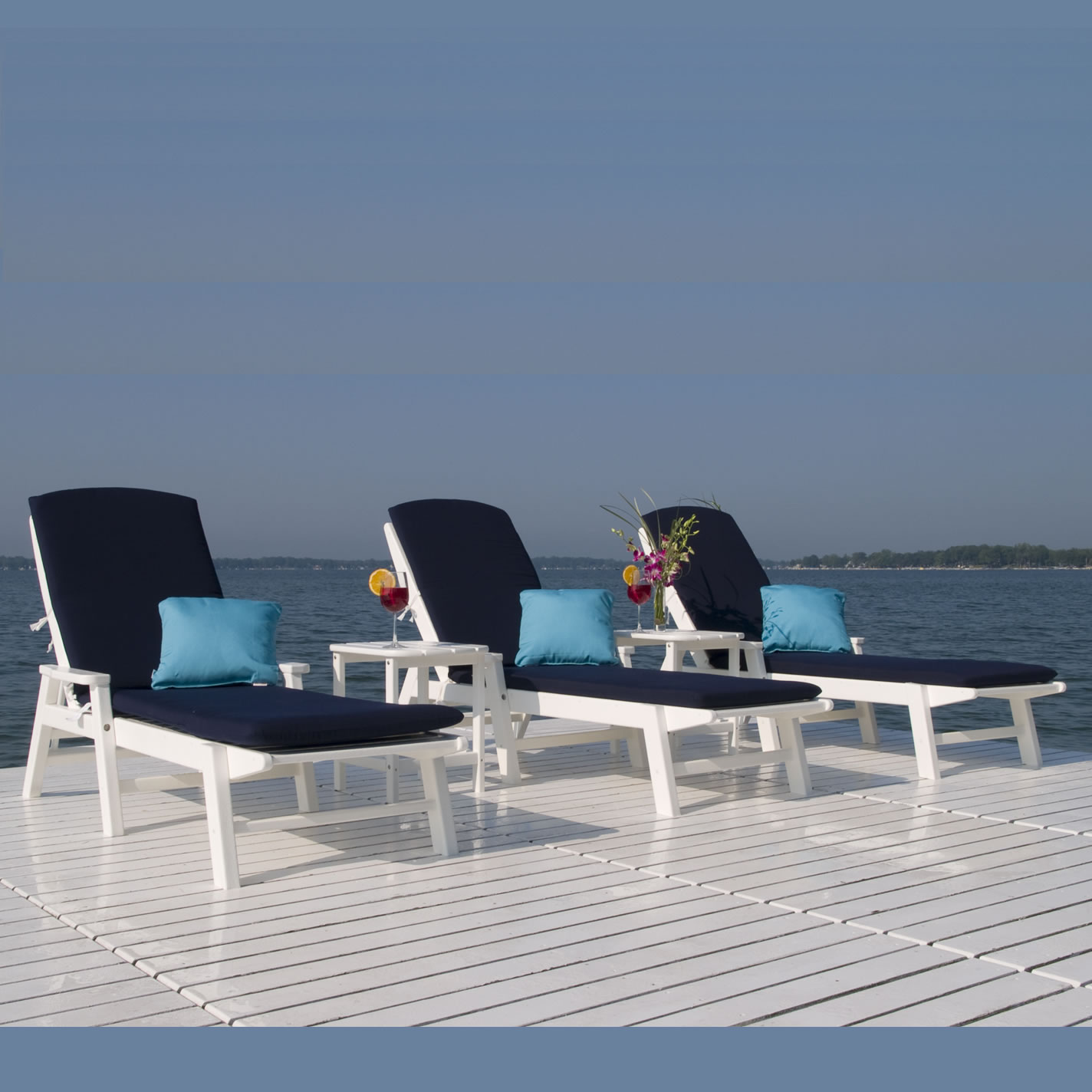 POLYWOOD® Nautical Chaise Lounge Set