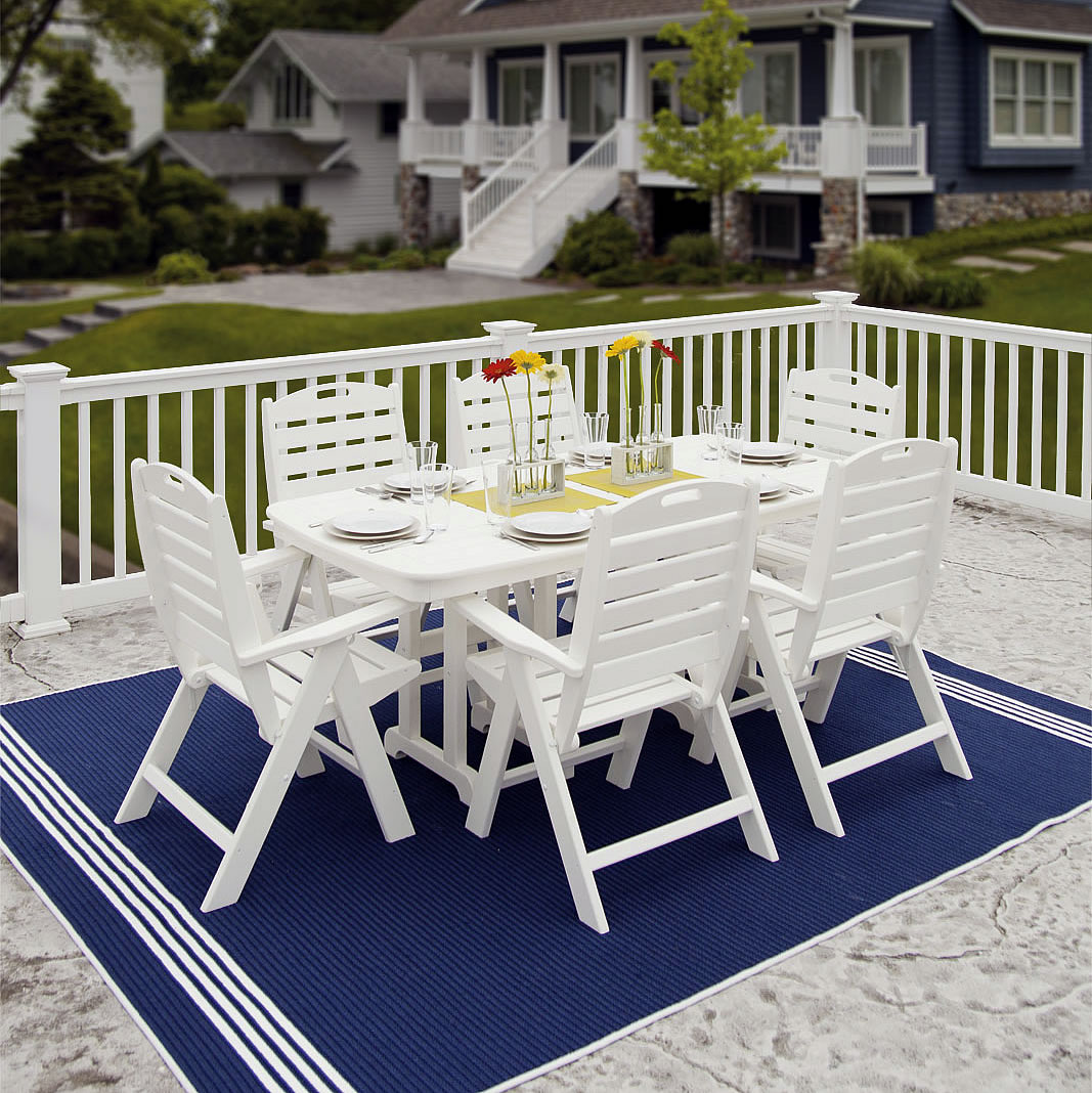 POLYWOOD Nautical High Back 6 Chair Dining Set