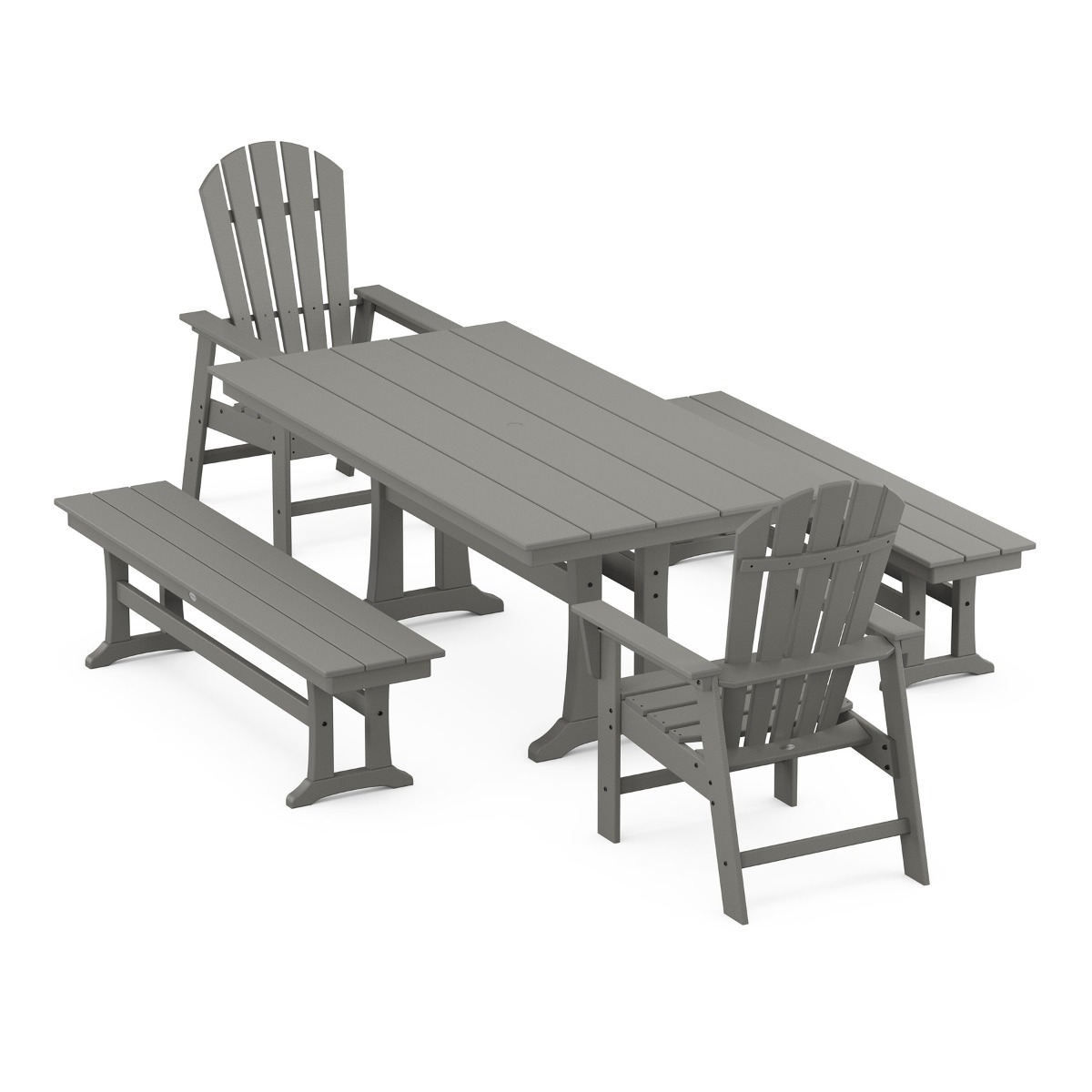 POLYWOOD South Beach 5pc Farmhouse Dining Set with Trestle Legs