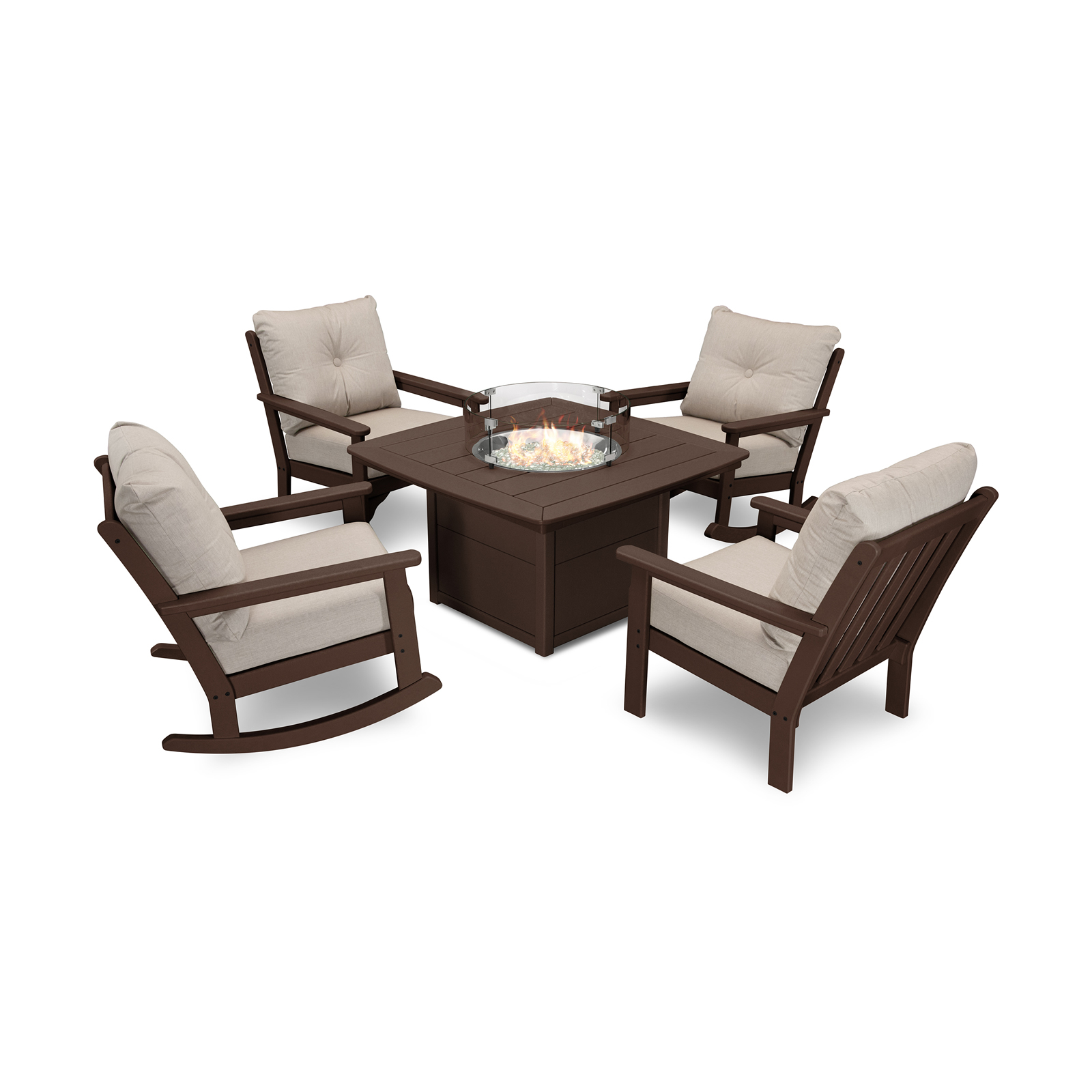 POLYWOOD Vineyard 5-Pc Deep Seating Rocking Chair Conversation Set